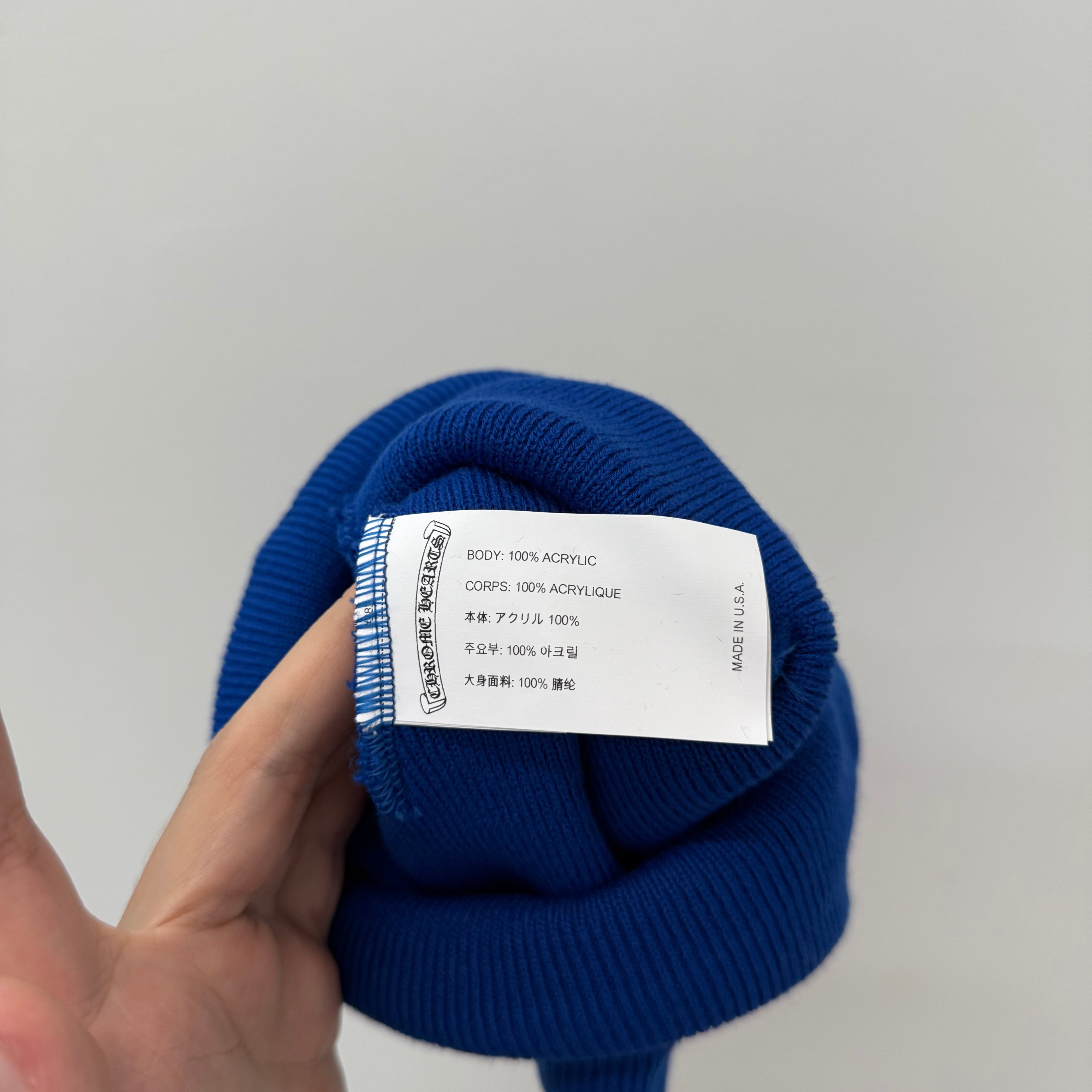 Chrome Hearts Blue CH Embroidery Beanie