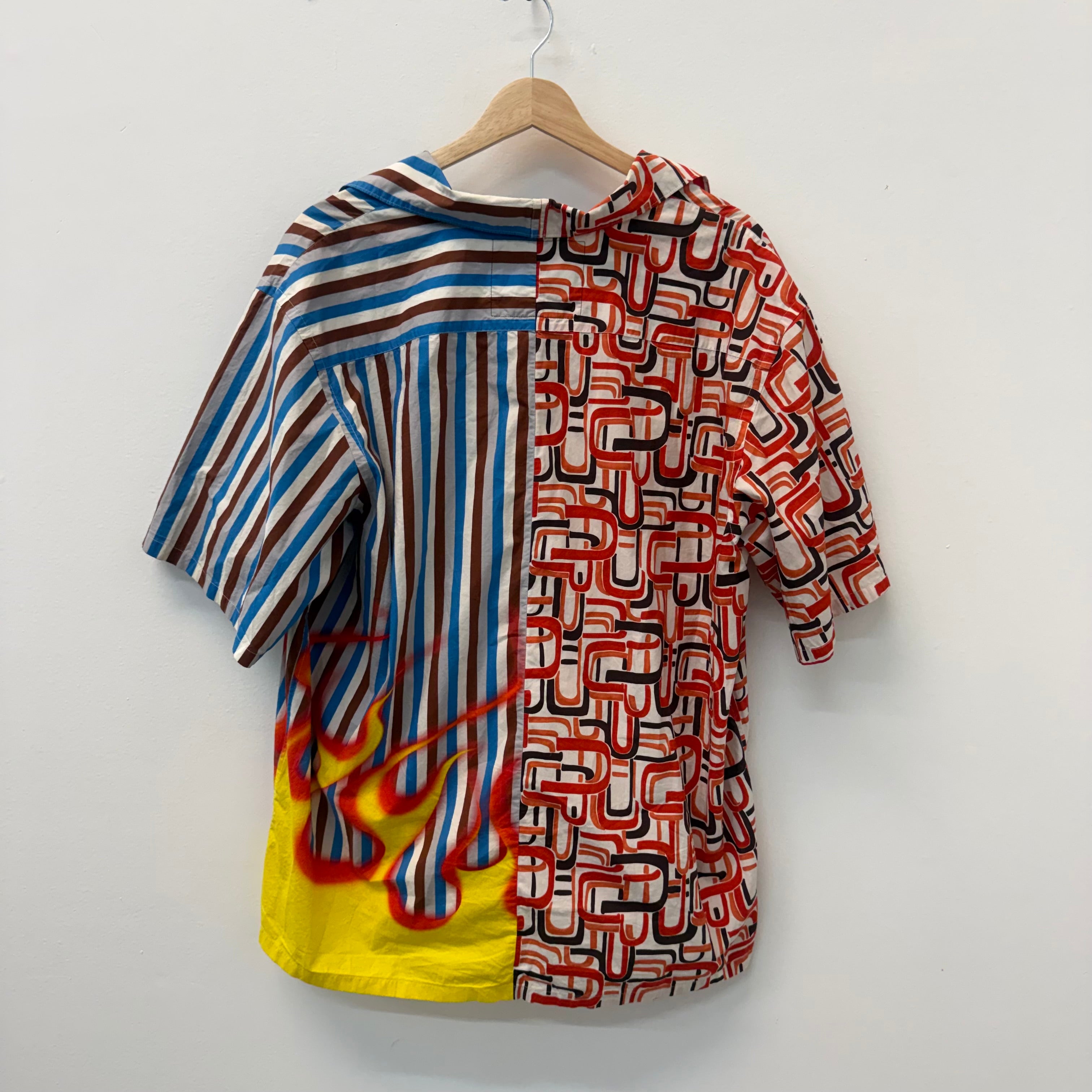 Prada Split Flame Double Match Bowling Shirt - Size XXL