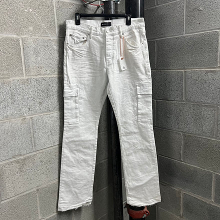 Purple Brand Skinny Cargo Flared Jeans White P004 - Size 33