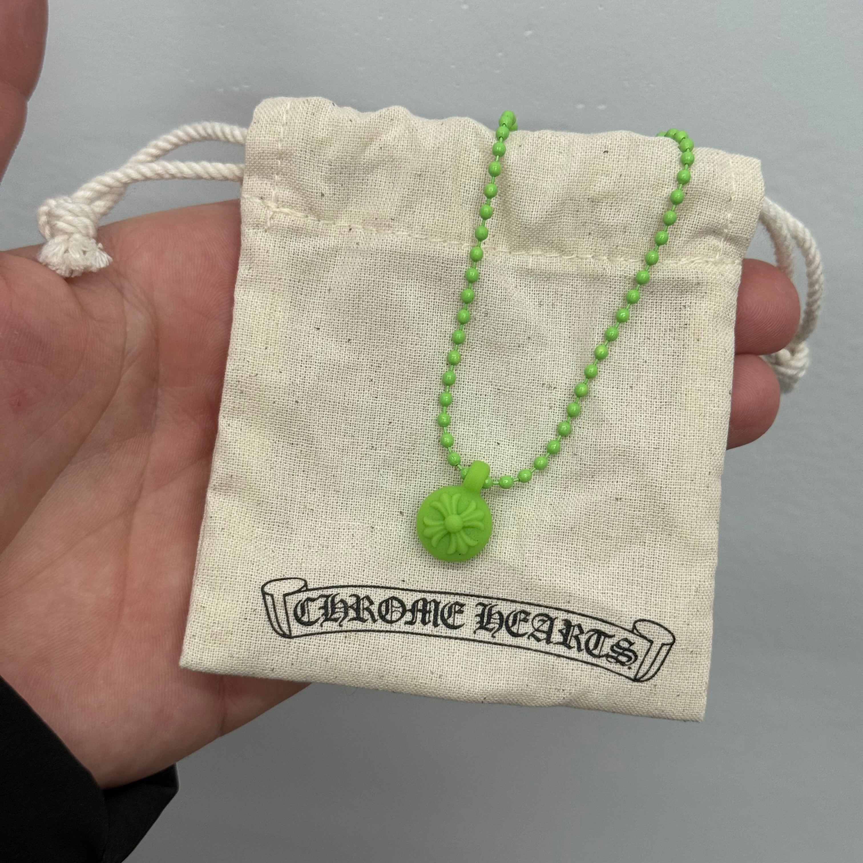 Chrome Hearts Green Plus Charm Necklace