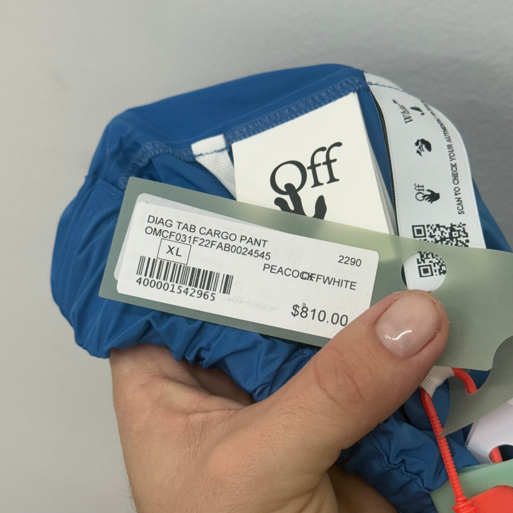 Off White FW22 Blue Cargo Track Pants - Size XL