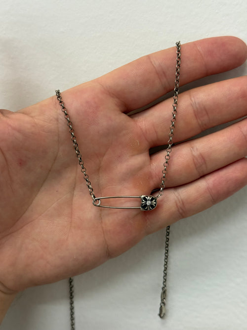 Chrome Hearts Large Diamond Safety Pin Necklace