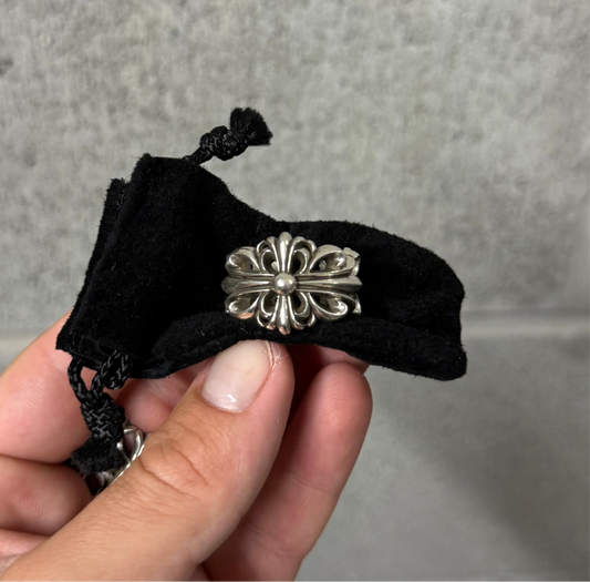 Chrome Hearts Double Floral Silver Ring - Size 10