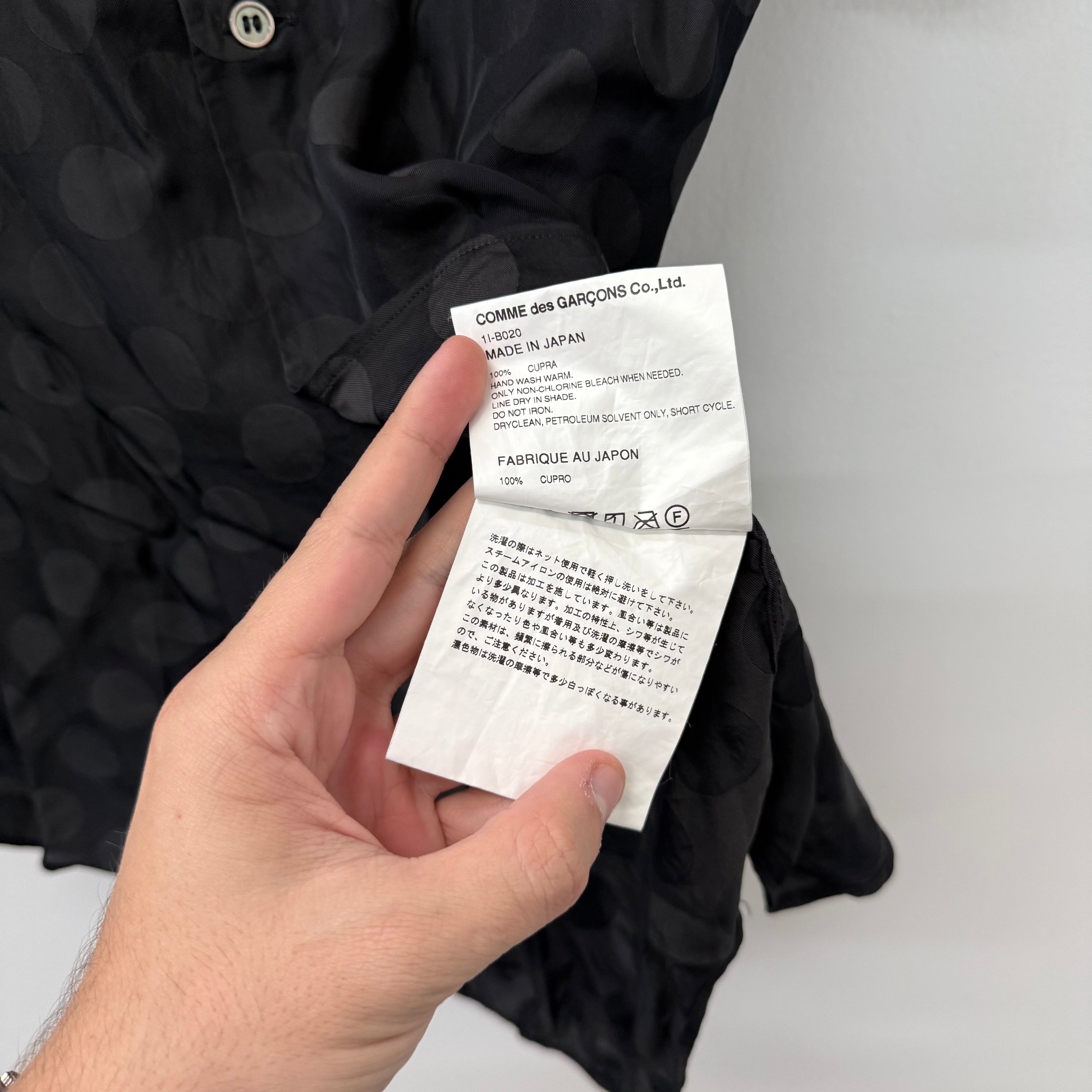 CDG BLACK Polka Dot Button Up Shirt - Size L