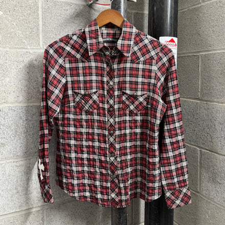 Chrome Hearts Red White Cross Patch Flannel - Size XS