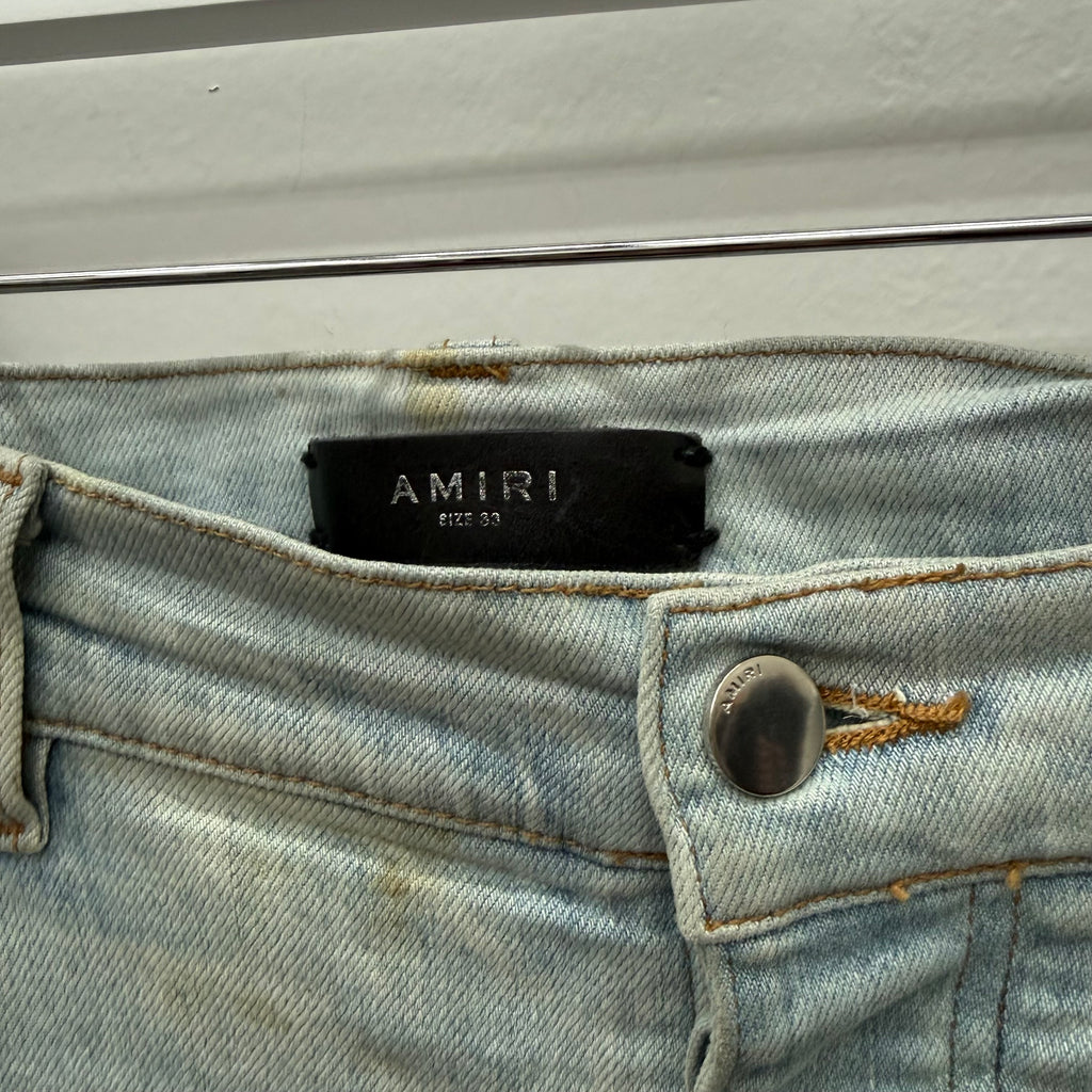 Amiri Leather Star Patch Denim Jeans - Size 38