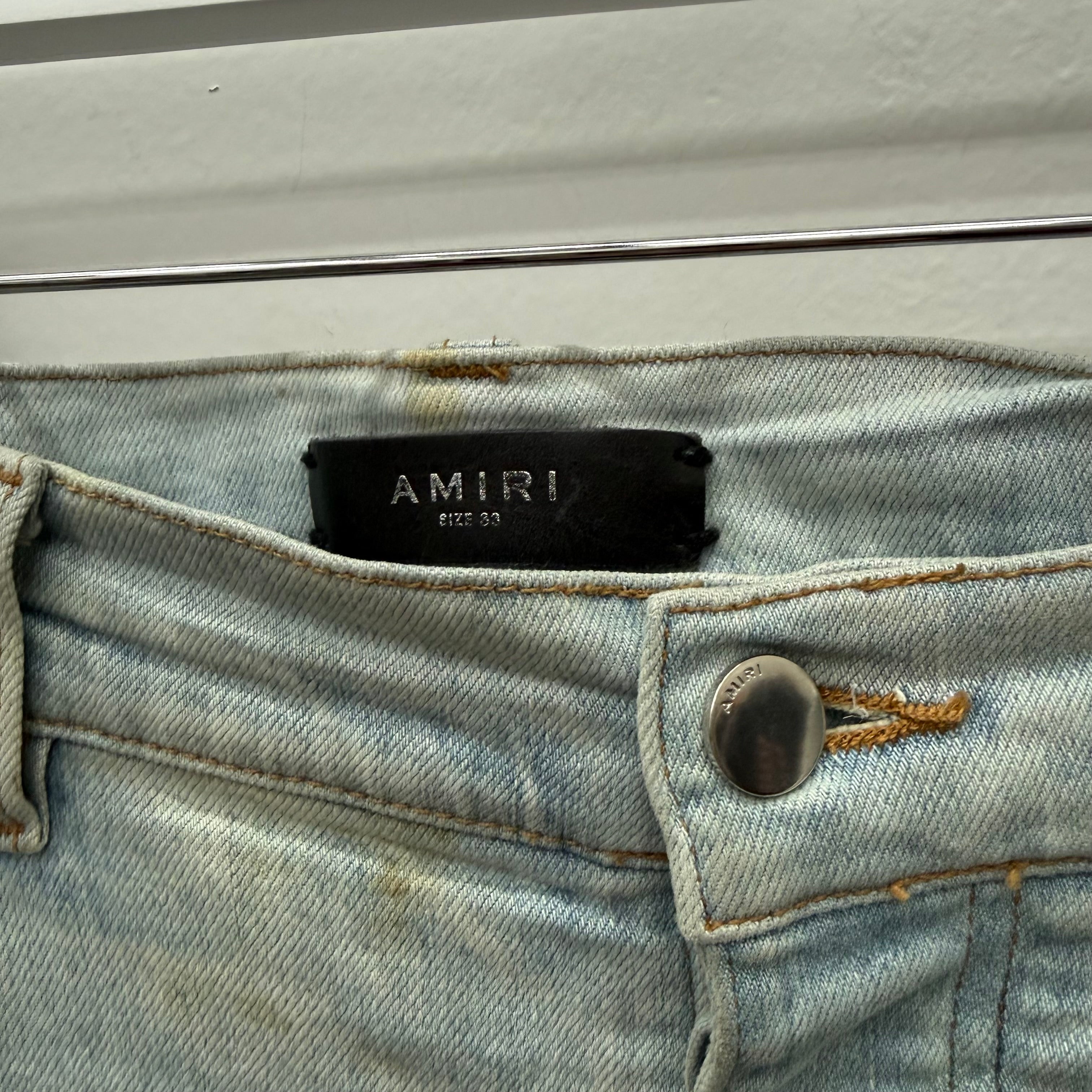 Amiri Leather Star Patch Denim Jeans - Size 38