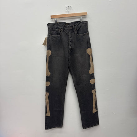 Kapital Grey Bones Denim Pants - Size 32