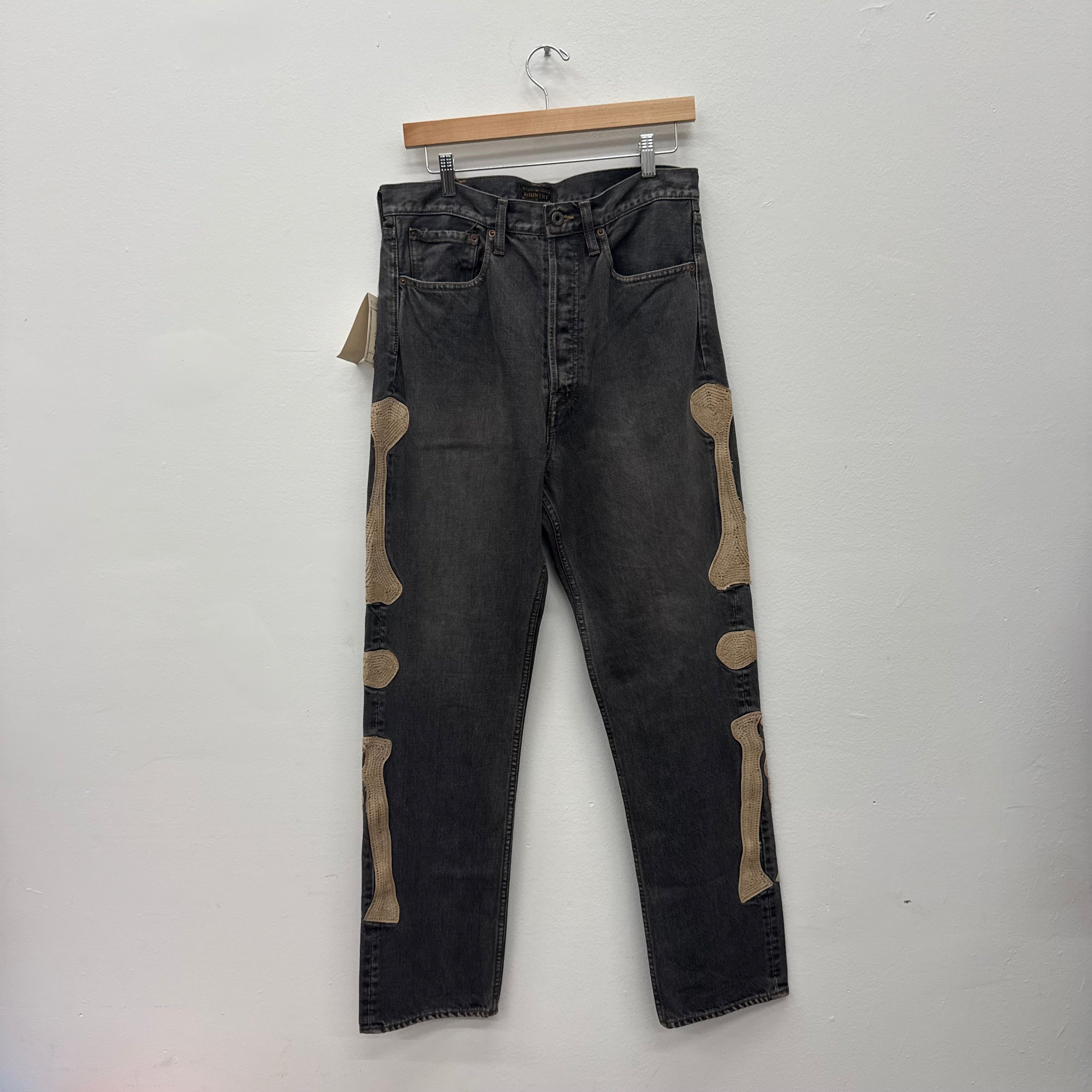 Kapital Grey Bones Denim Pants - Size 32
