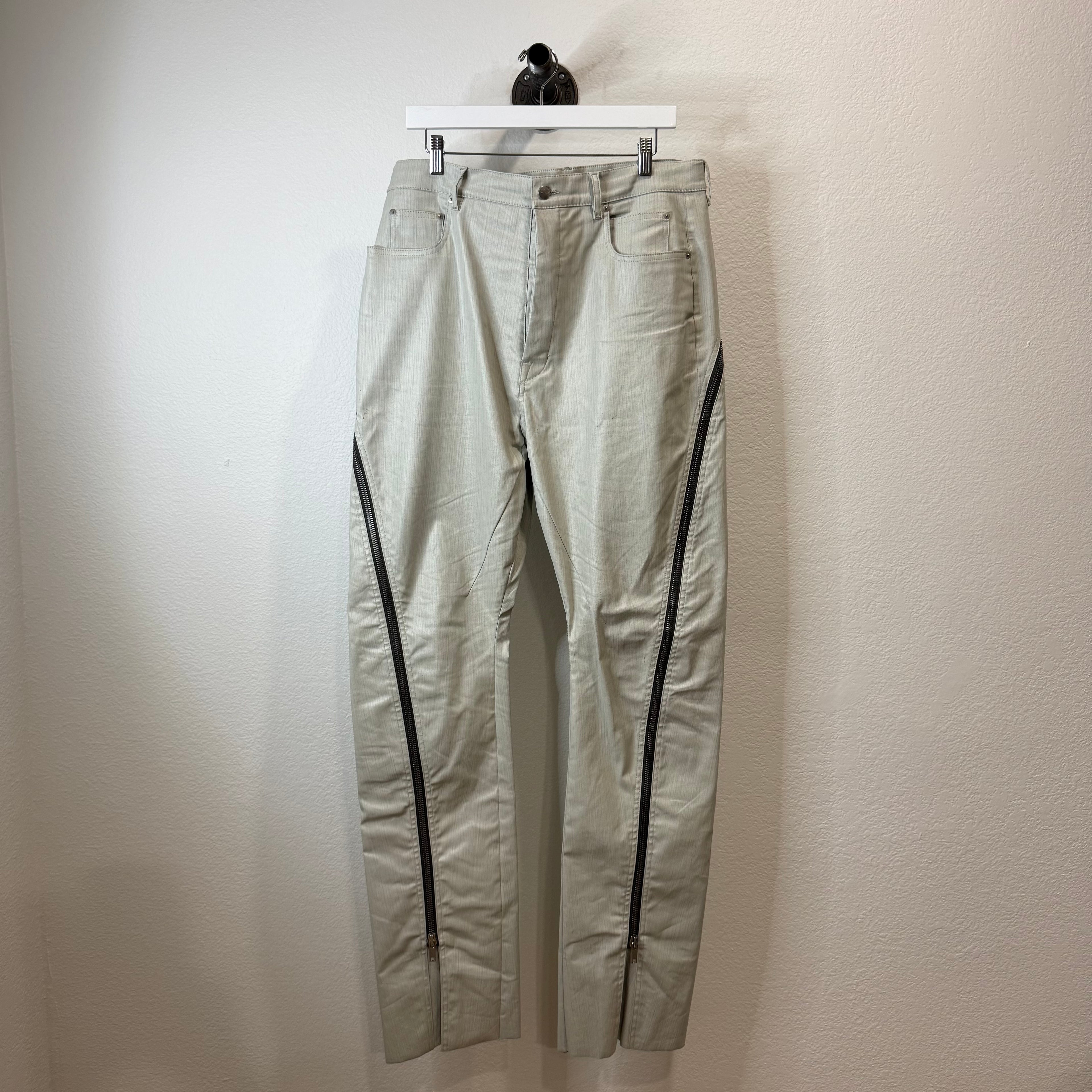 Rick Owens Bolan Banana Cut White Waxed - Size 34