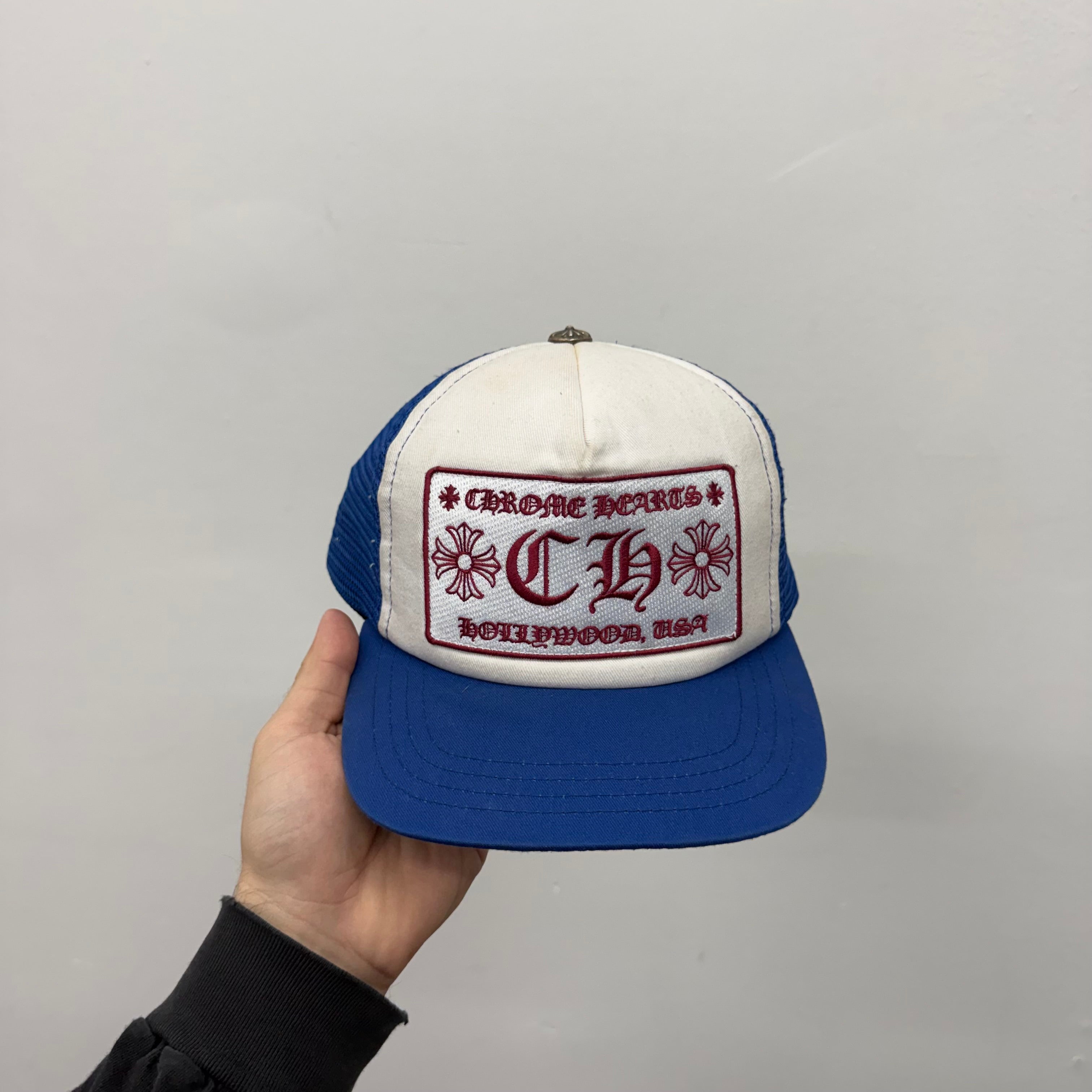 Chrome Hearts Blue Hollywood CH Trucker Hat