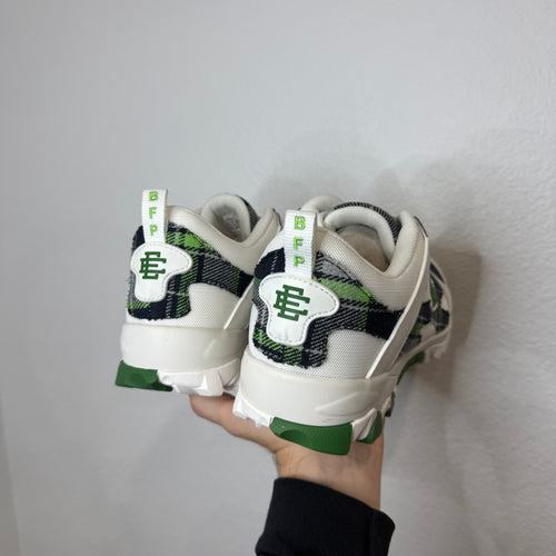 Eric Emanuel x Sicko BFP White Green Plaid Sneakers - Size 9.5
