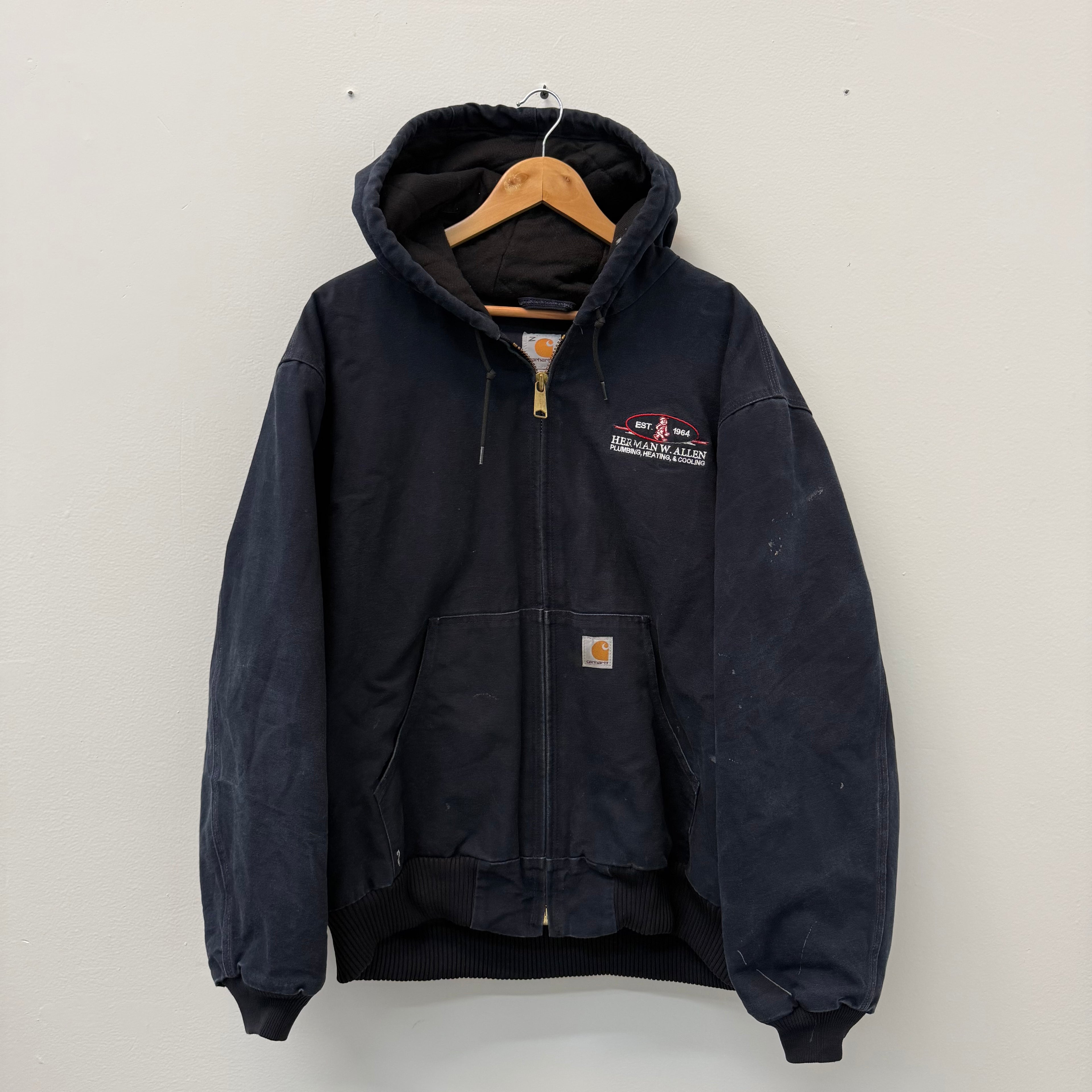 Carhartt Vintage Logo Work Zip Hooded Jacket - Size XL