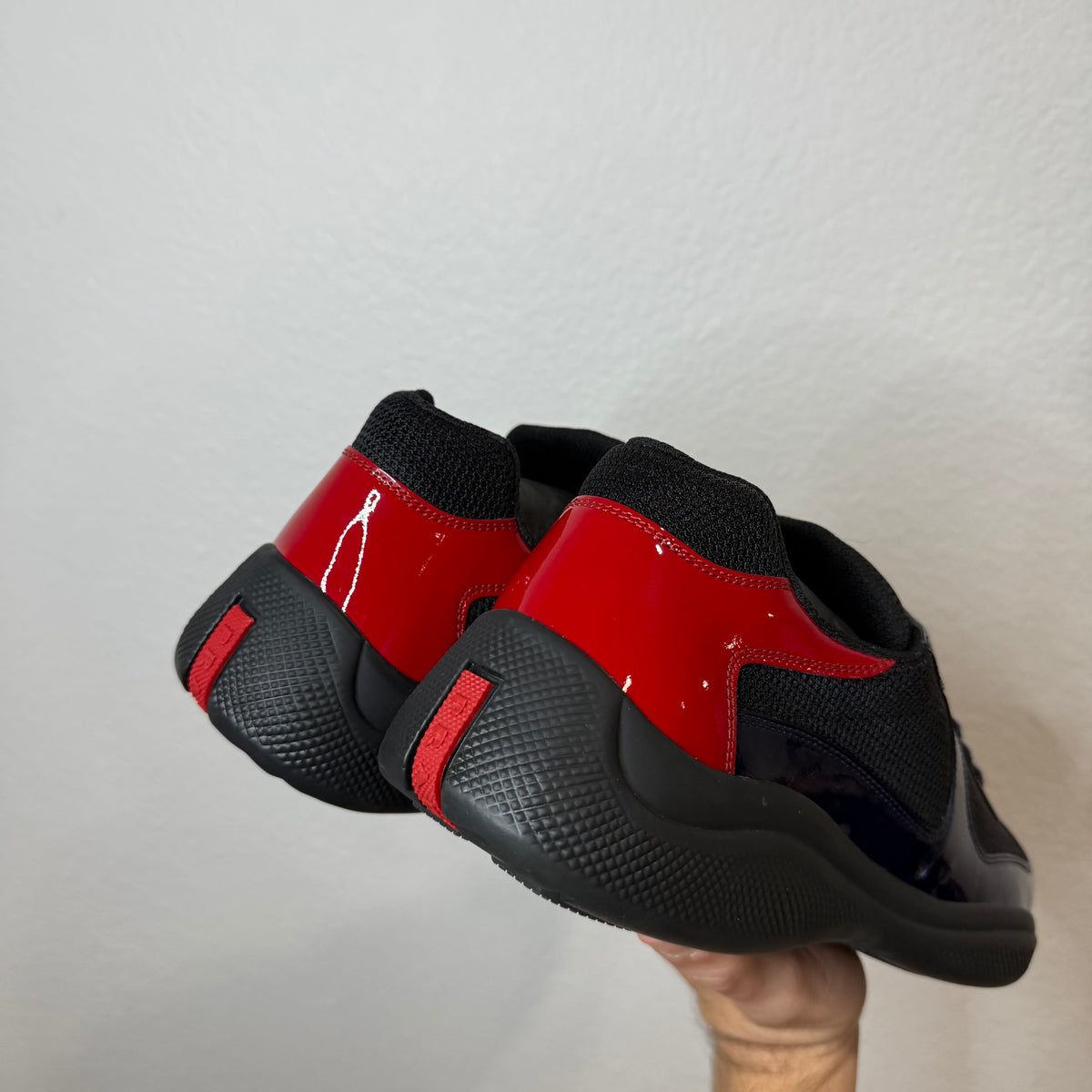 Prada Cup Multi Color Patent Leather Red Blue Sneakers - Size 8.5 (US 9)