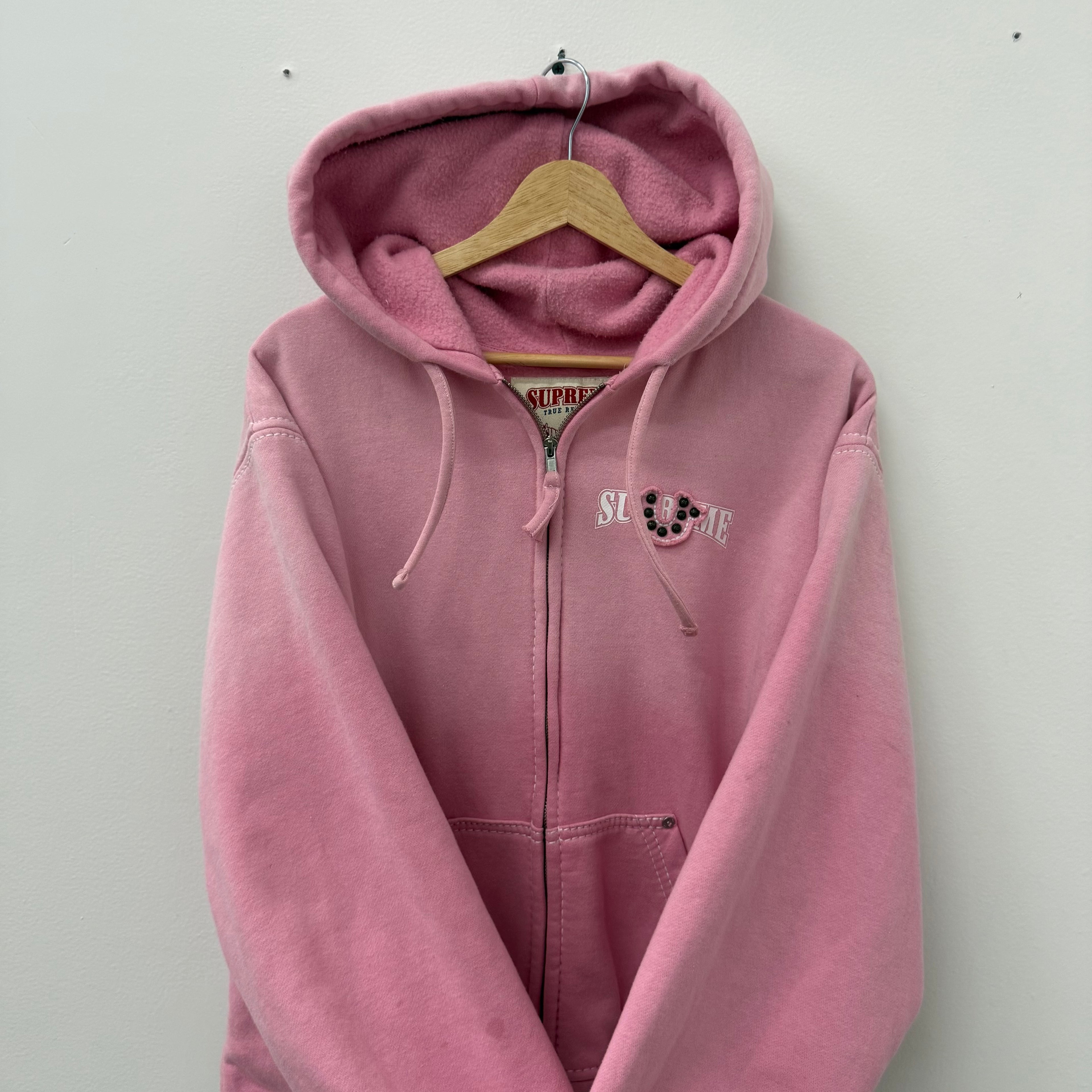 Supreme True Religion Zip Up Hooded Sweatshirt Pink - Size M