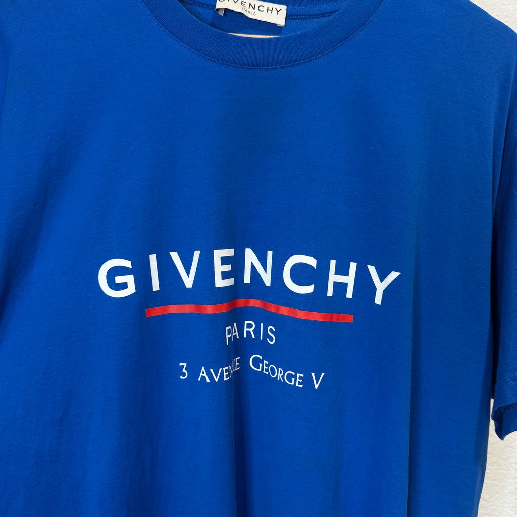 Givenchy Paris Logo T-Shirt Blue - Size M