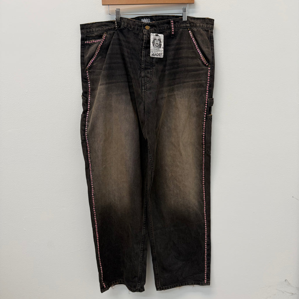 Bossi Rhinestone Black Denim Jeans - Size 40
