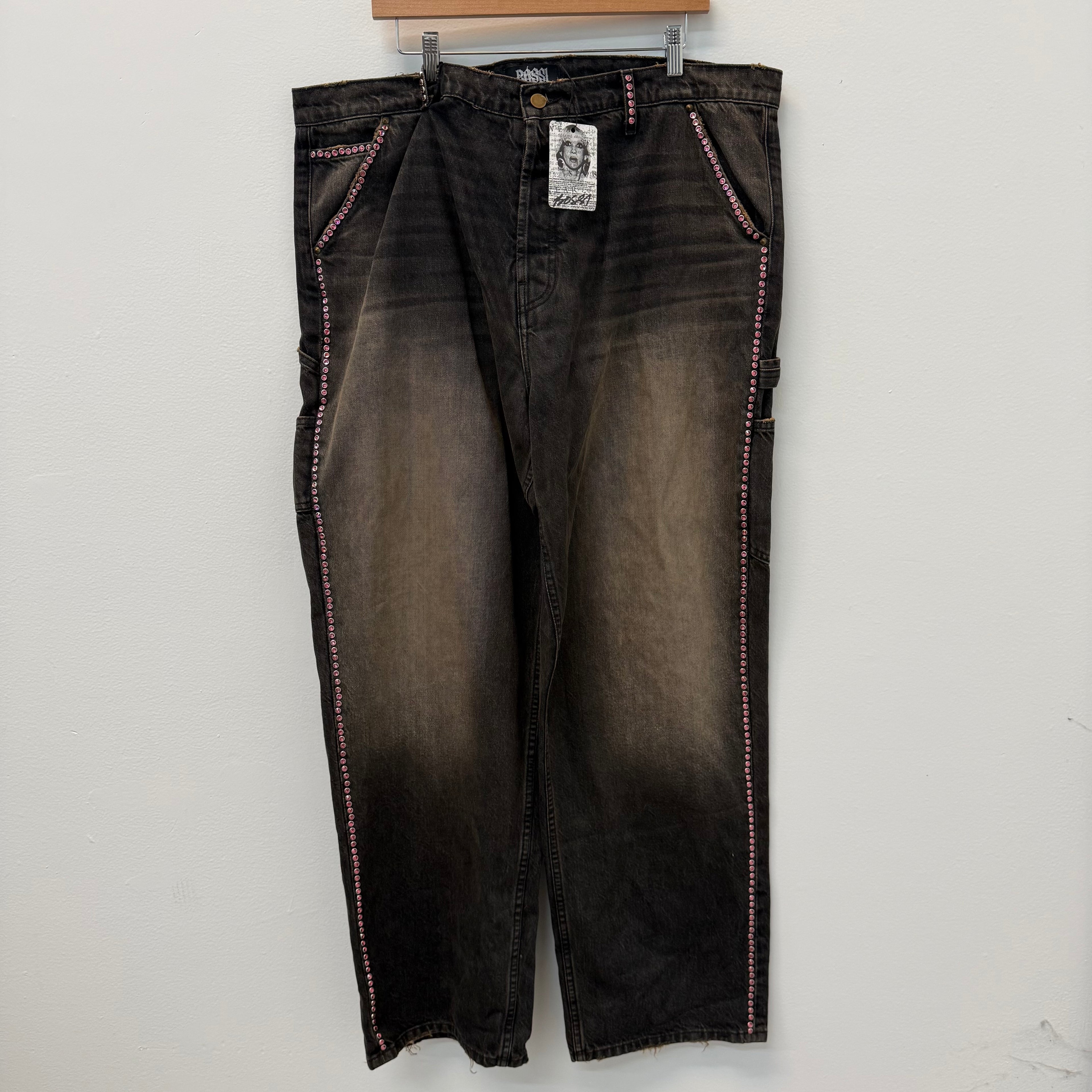 Bossi Rhinestone Black Denim Jeans - Size 40