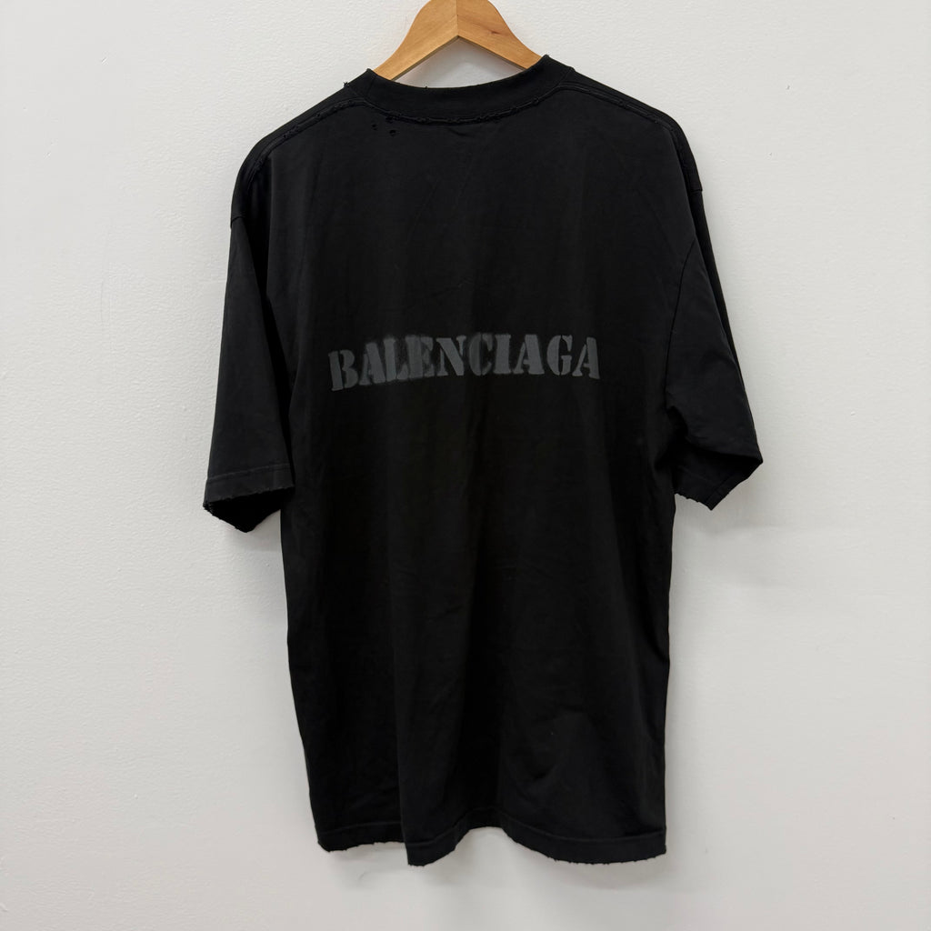 Balenciaga Stencil Logo T-Shirt Black - Size XL