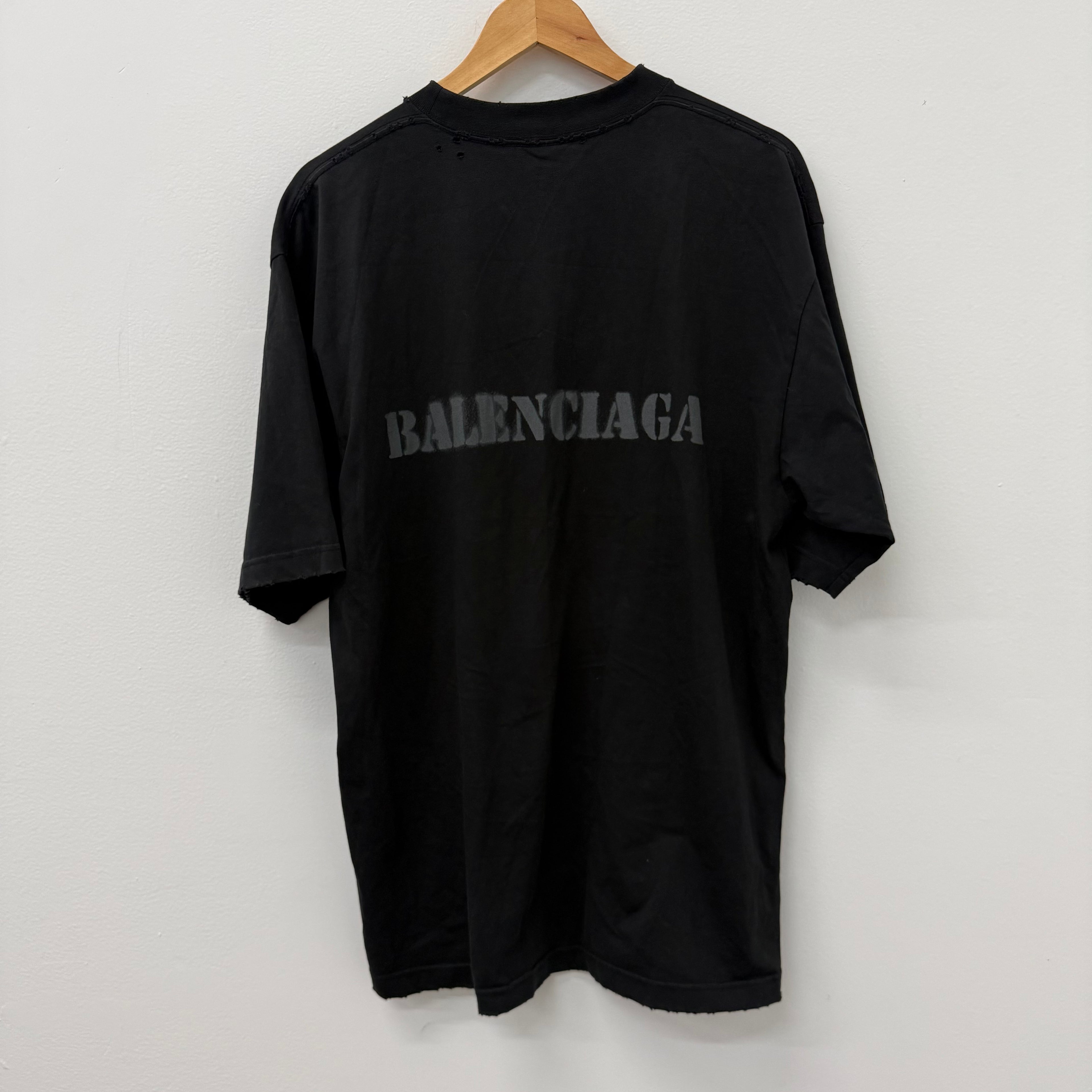 Balenciaga Stencil Logo T-Shirt Black - Size XL