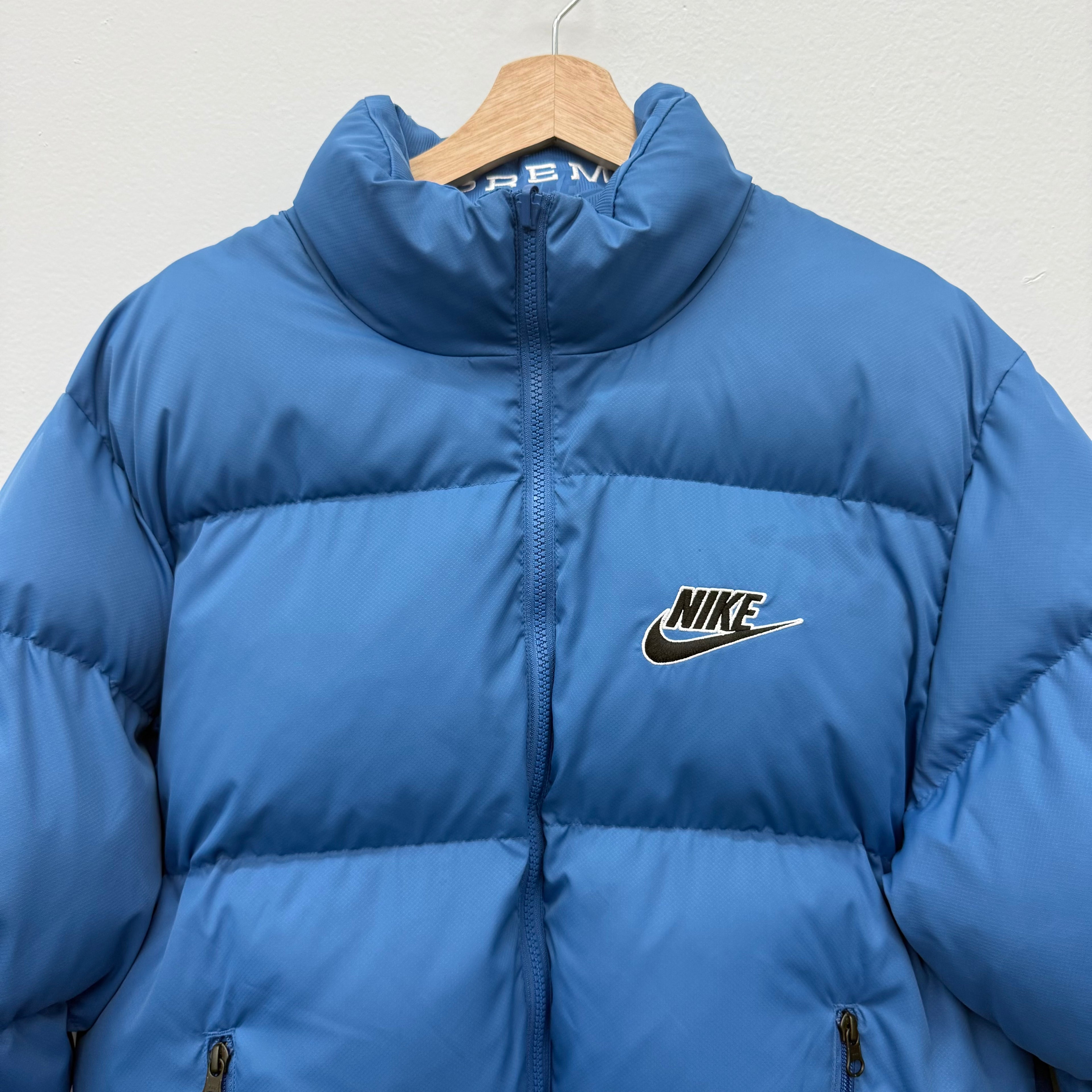 Supreme Nike Snakeskin Blue Puffer Jacket - Size M