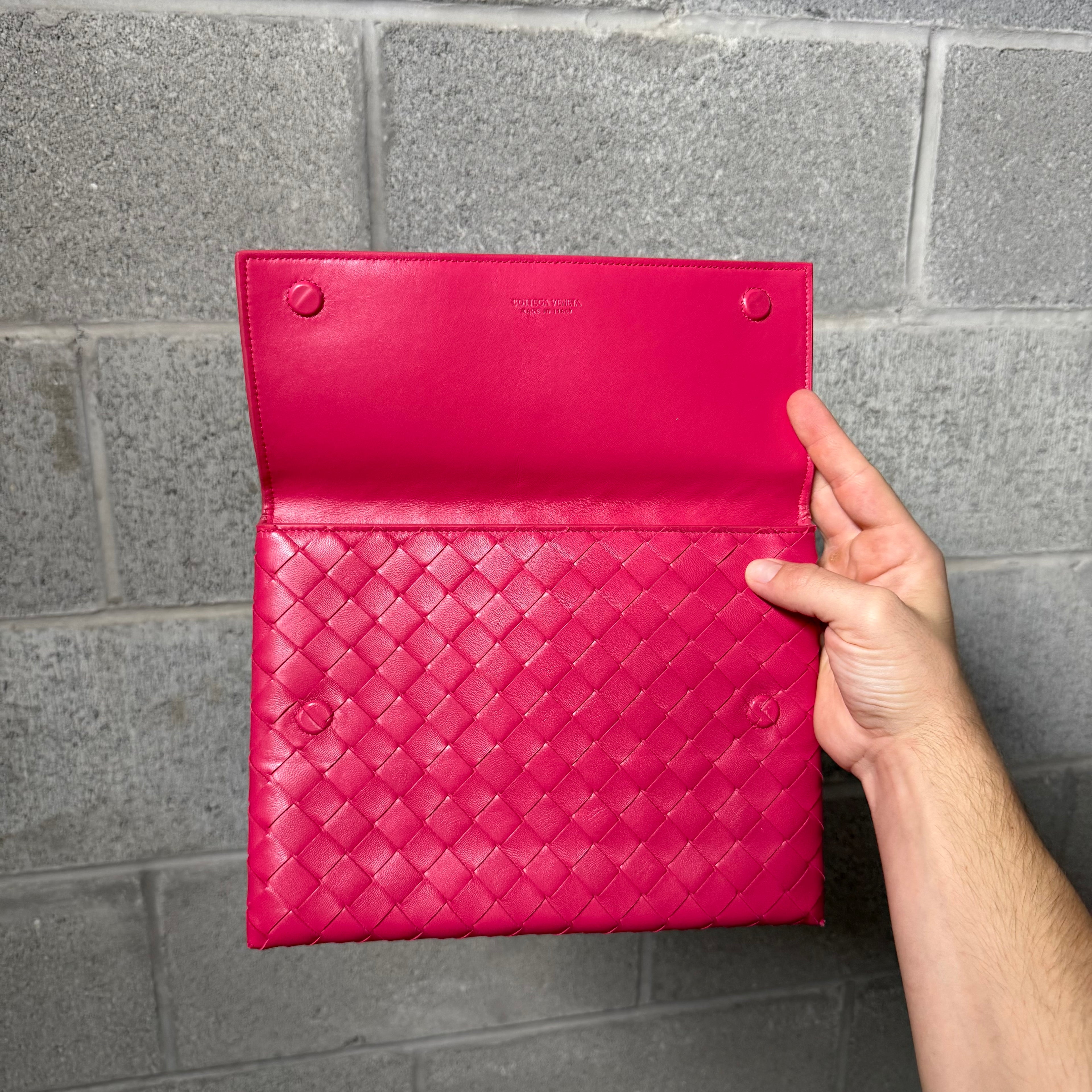 Bottega Veneta Pink Flap Pouch Wallet