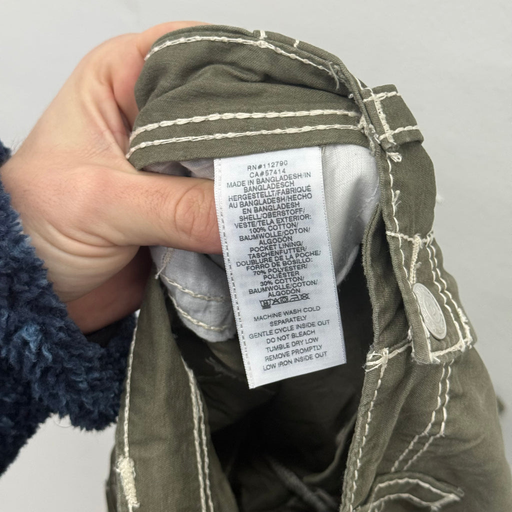 True Religion Olive Cargo Shorts - Size 30