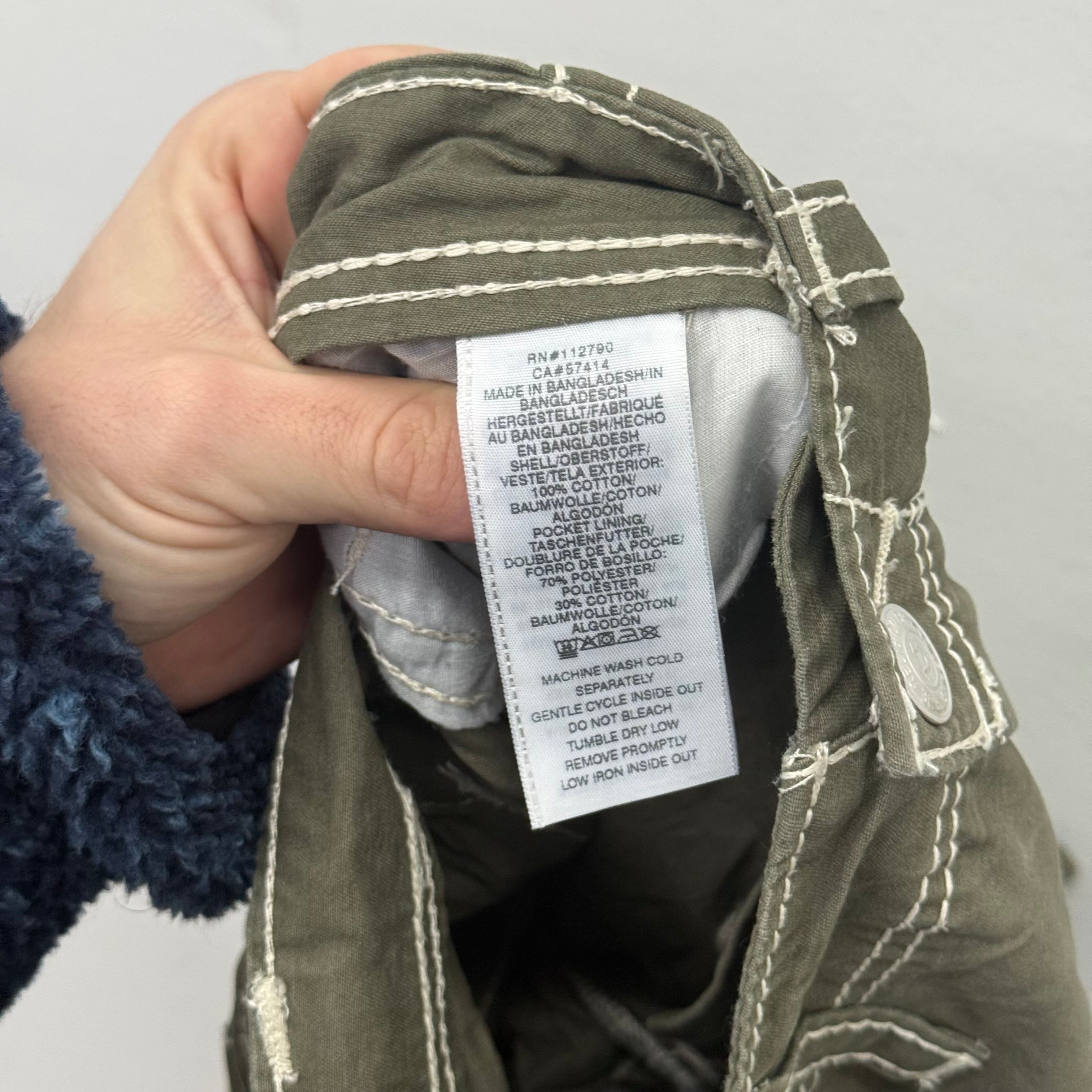 True Religion Olive Cargo Shorts - Size 30
