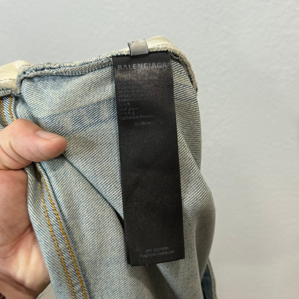 Balenciaga Mud Season Embroidered Reverse Pocket Denim Jeans - Size XL (36)