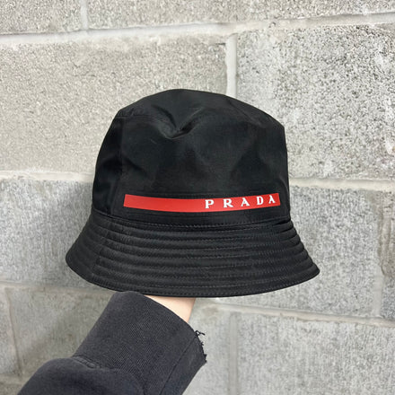 Prada Red Tab Bucket Hat