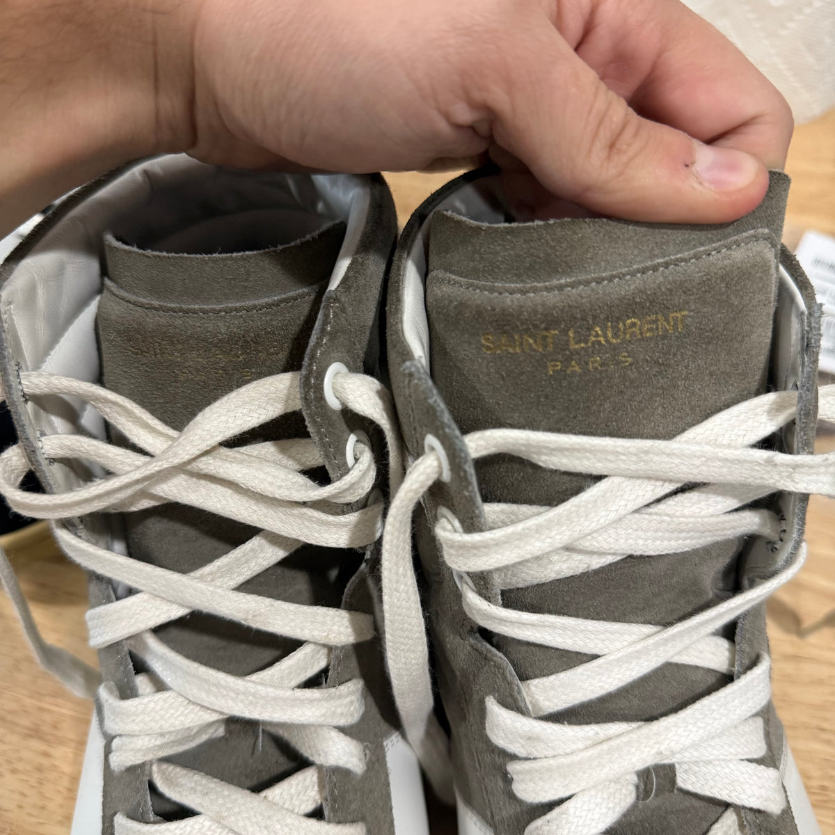 Saint Laurent SL/02H YSL Grey Suede High Sneakers - Size 40.5 (US 7.5)