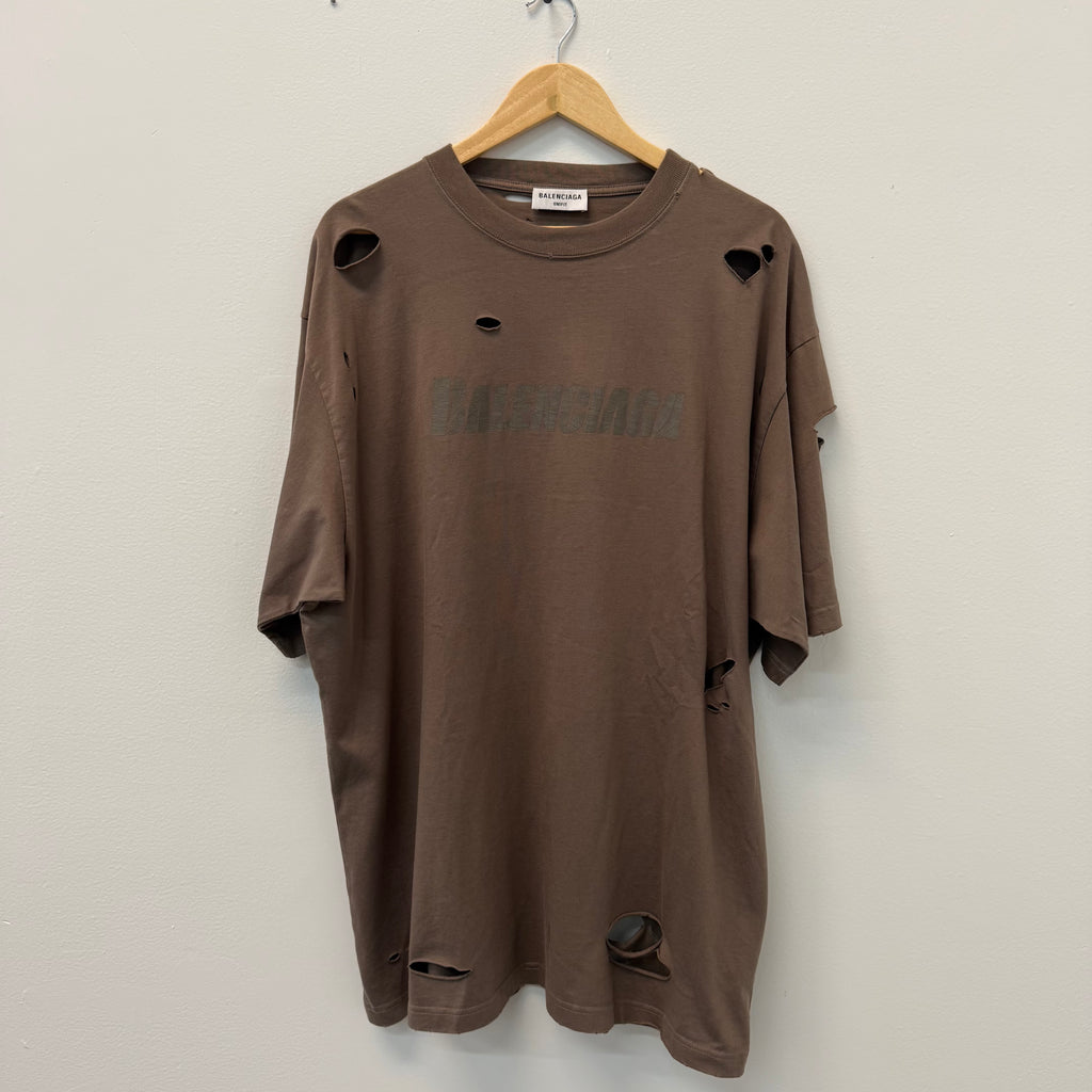 Balenciaga Holes T-Shirt Brown - Size S