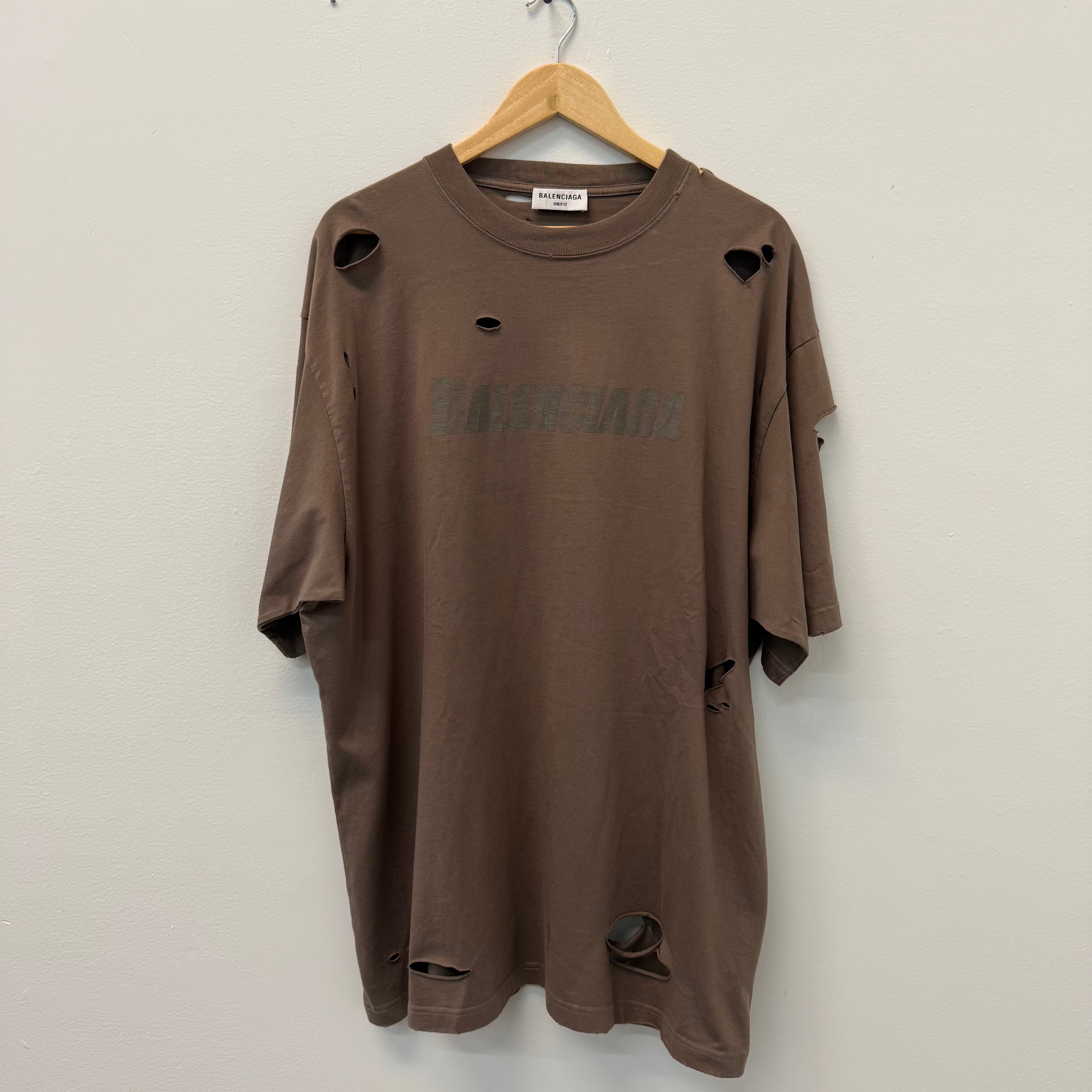 Balenciaga Holes T-Shirt Brown - Size S