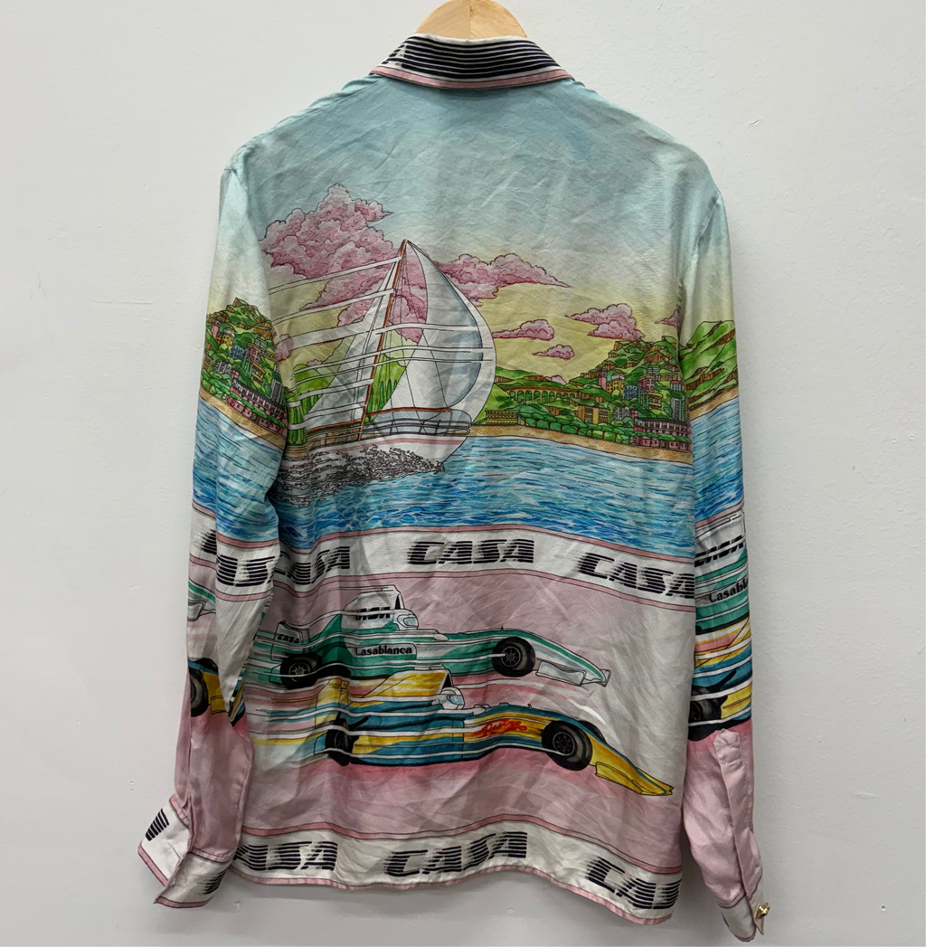 Casablanca Art of Racing Silk Button Shirt - Size M
