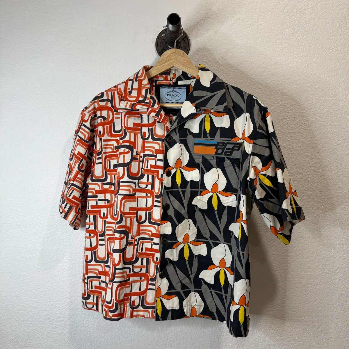 Prada Split Button Up Shirt Tropical - Size S