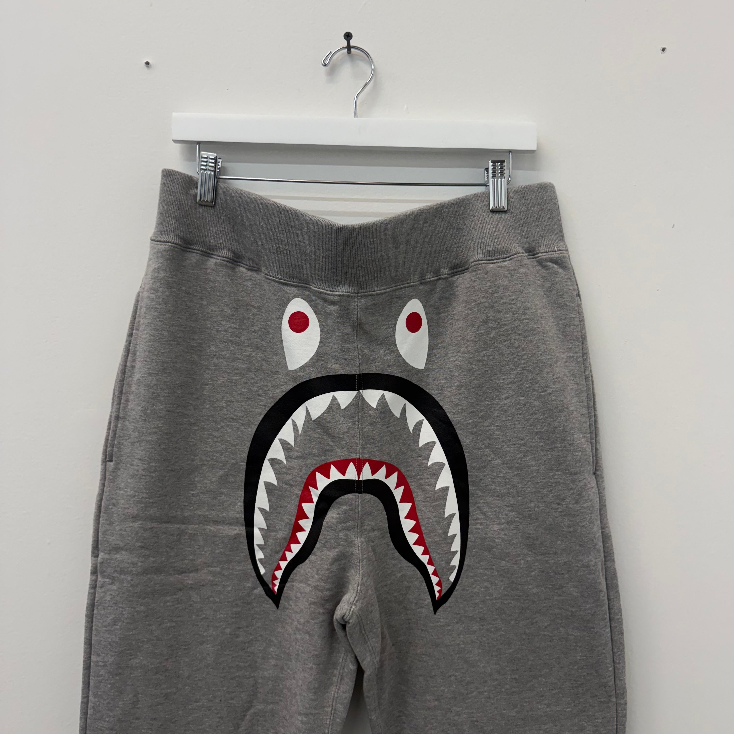 Bape A Bathing Ape Shark Logo Sweatpants Grey - Size XXL