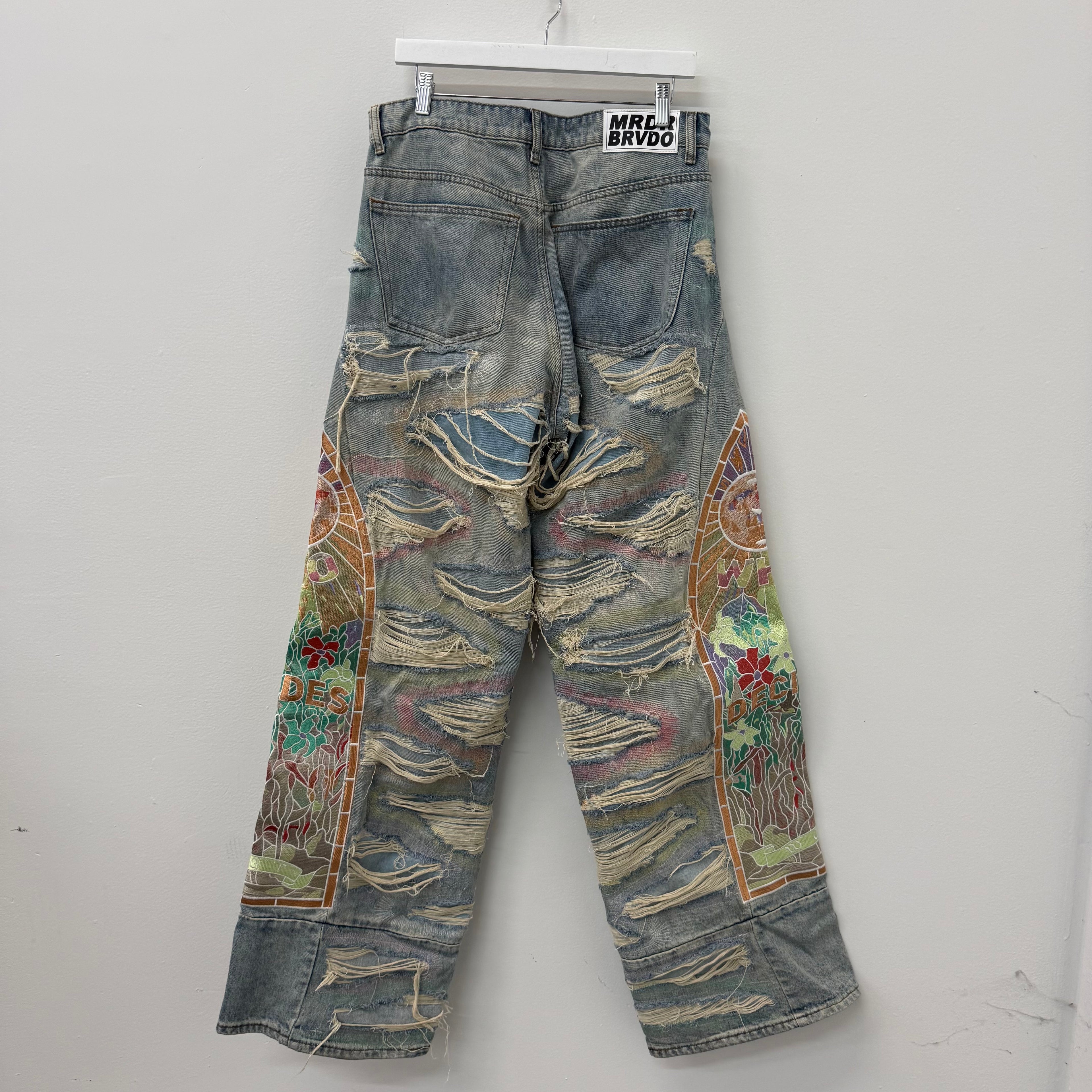 Who Decides War Mutlicolor Embroidery Denim Jeans - Size 34