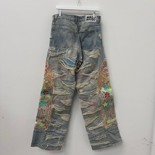 Who Decides War Mutlicolor Embroidery Denim Jeans - Size 34