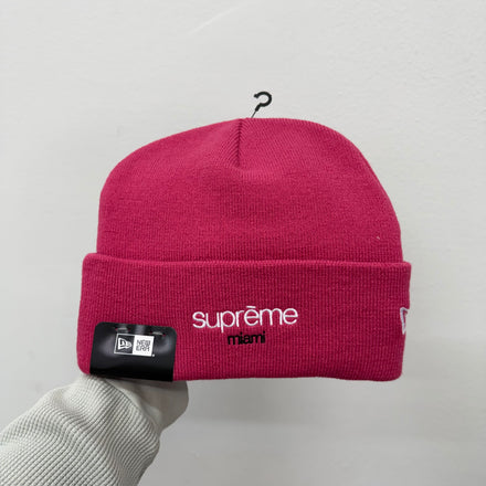 Supreme New Era Miami Exclusive Pink Beanie