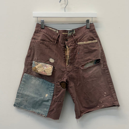 Kapital Patchwork Distressed Shorts - Size S