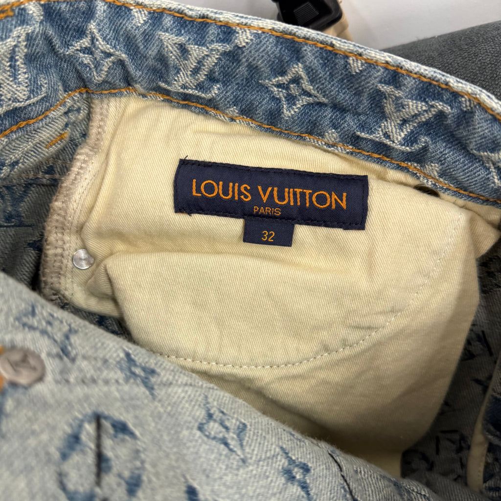 Louis Vuitton Graffiti Virgil Baggy Indigo Denim Jeans - Size 32