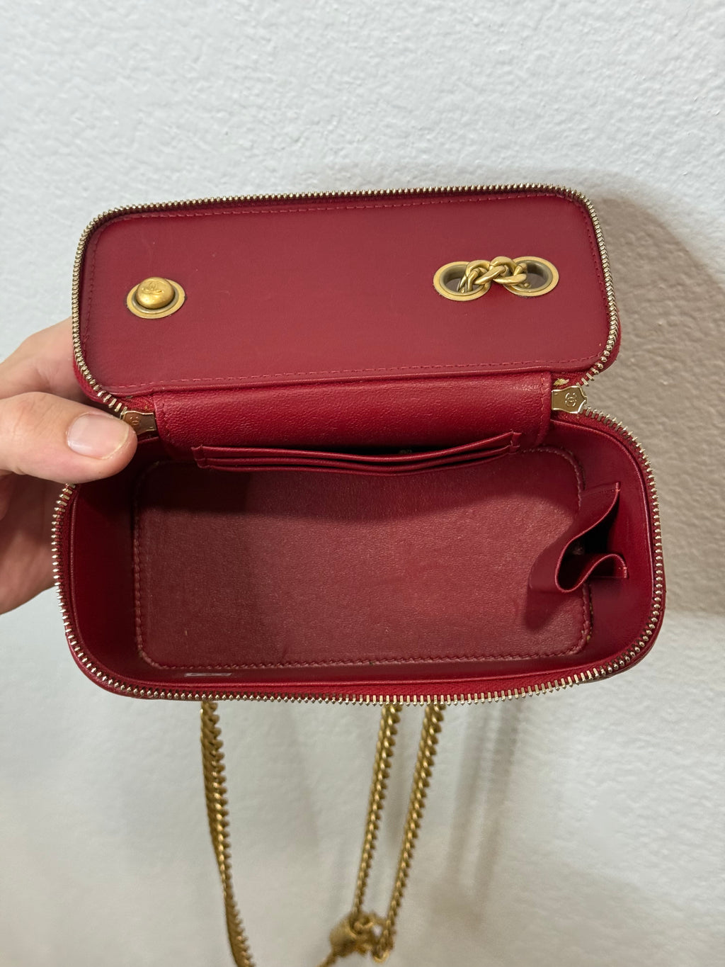 Chanel Quilted Lamb Leather Vanity Side Bag Red