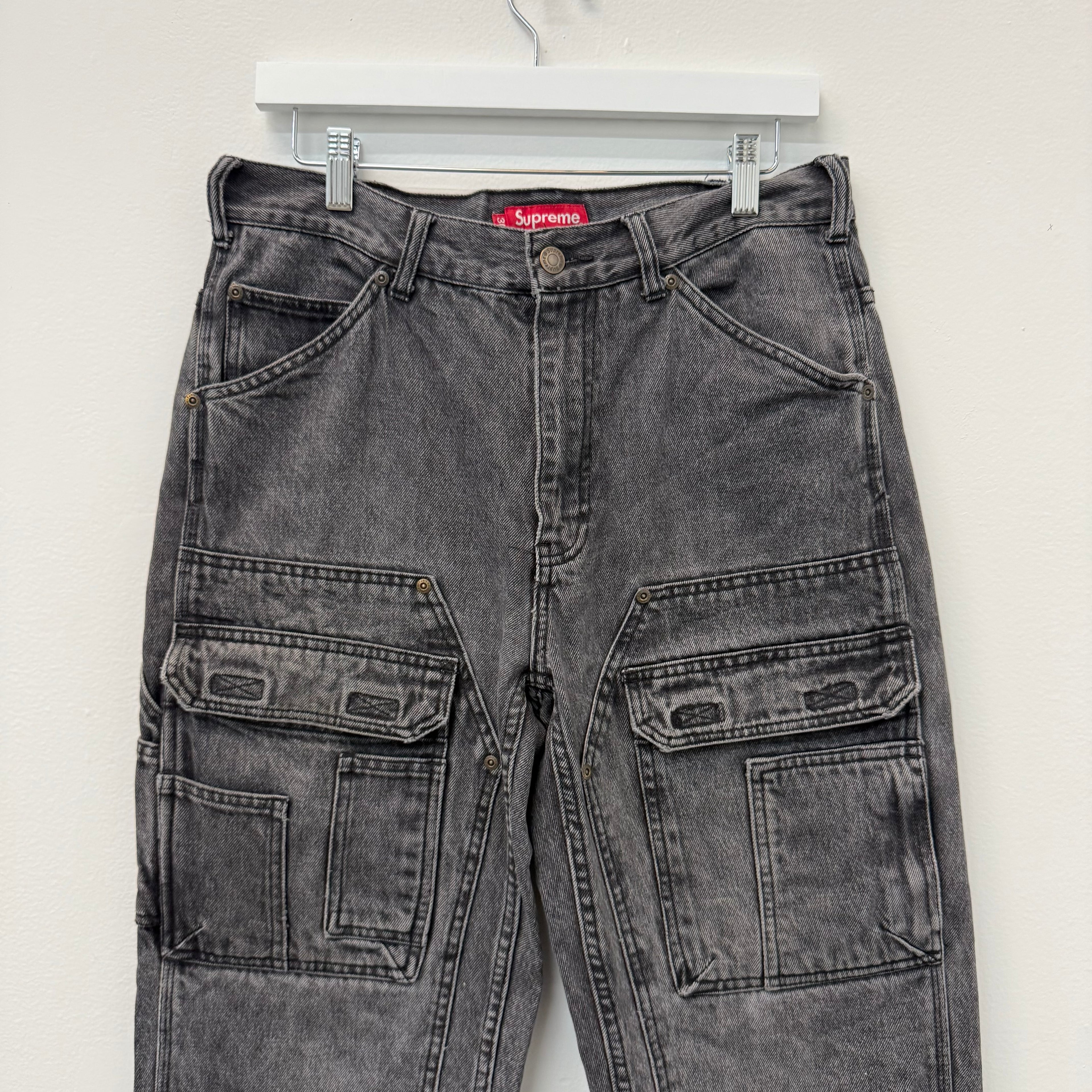 Supreme Black Cargo Denim Jeans - Size 30