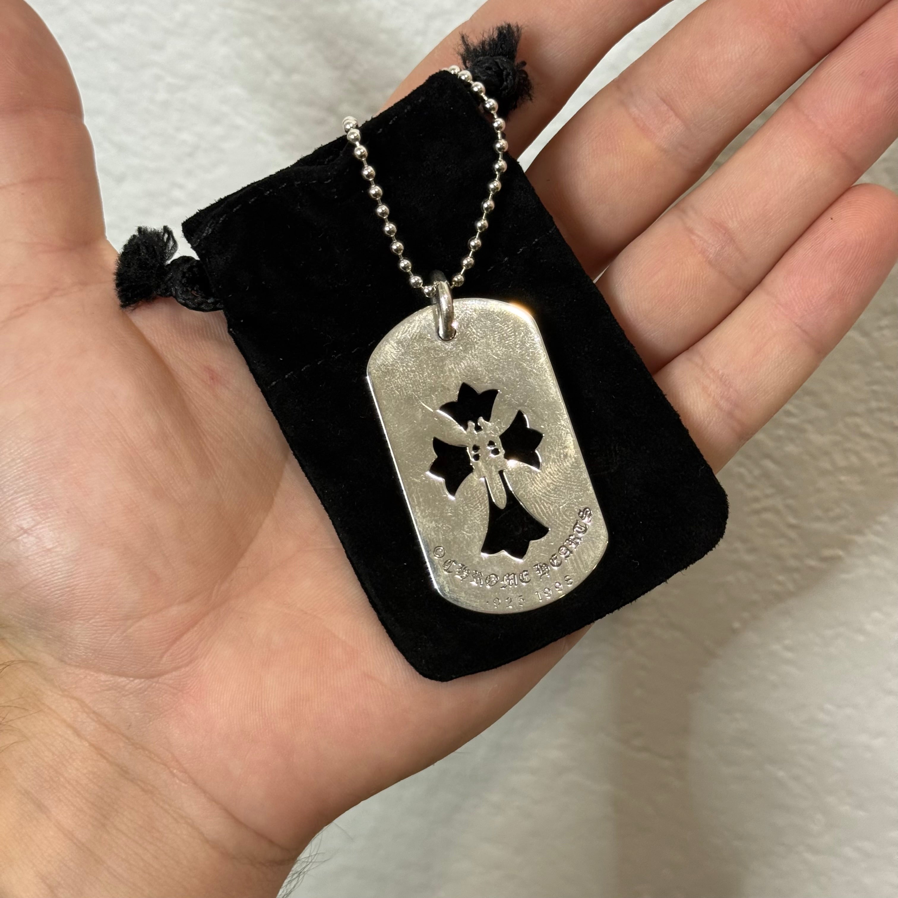 Chrome Hearts Dagger Dogtag Silver Necklace