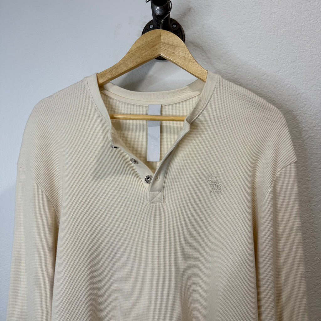 Chrome Hearts Henley Embroidered Waffle Thermal Lognsleeve - Size XL