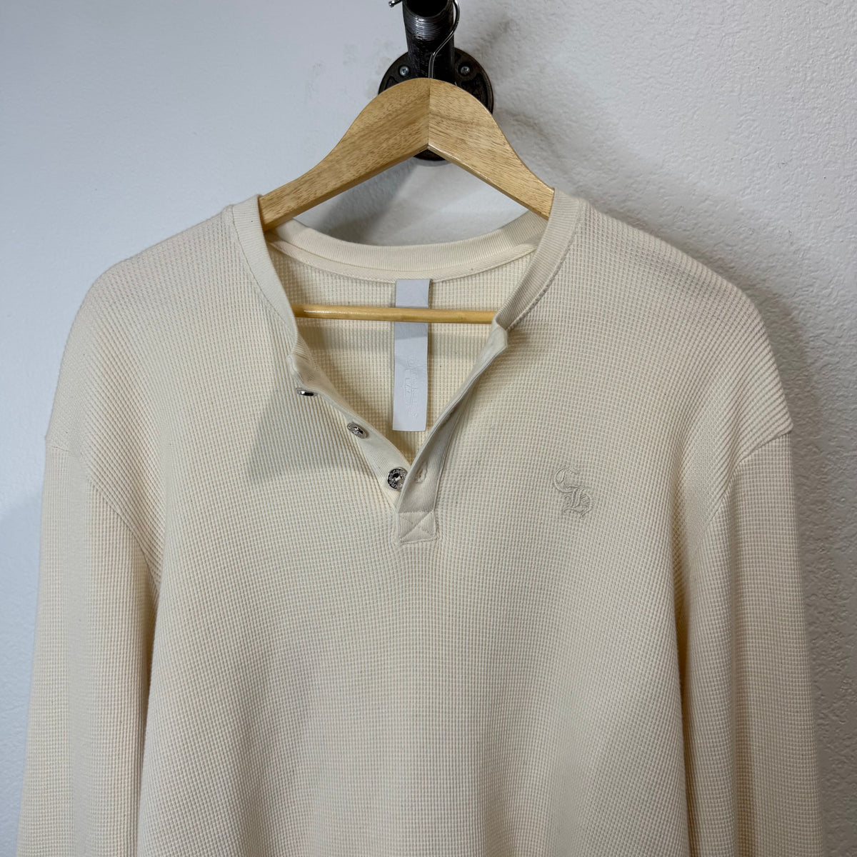 Chrome Hearts Henley Embroidered Waffle Thermal Lognsleeve - Size XL