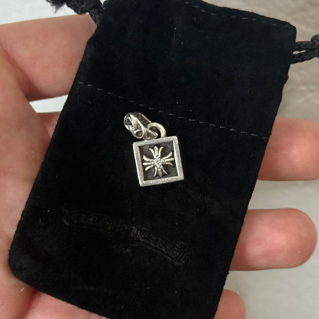 Chrome Hearts Pave Diamond Square Frame Pendant Silver
