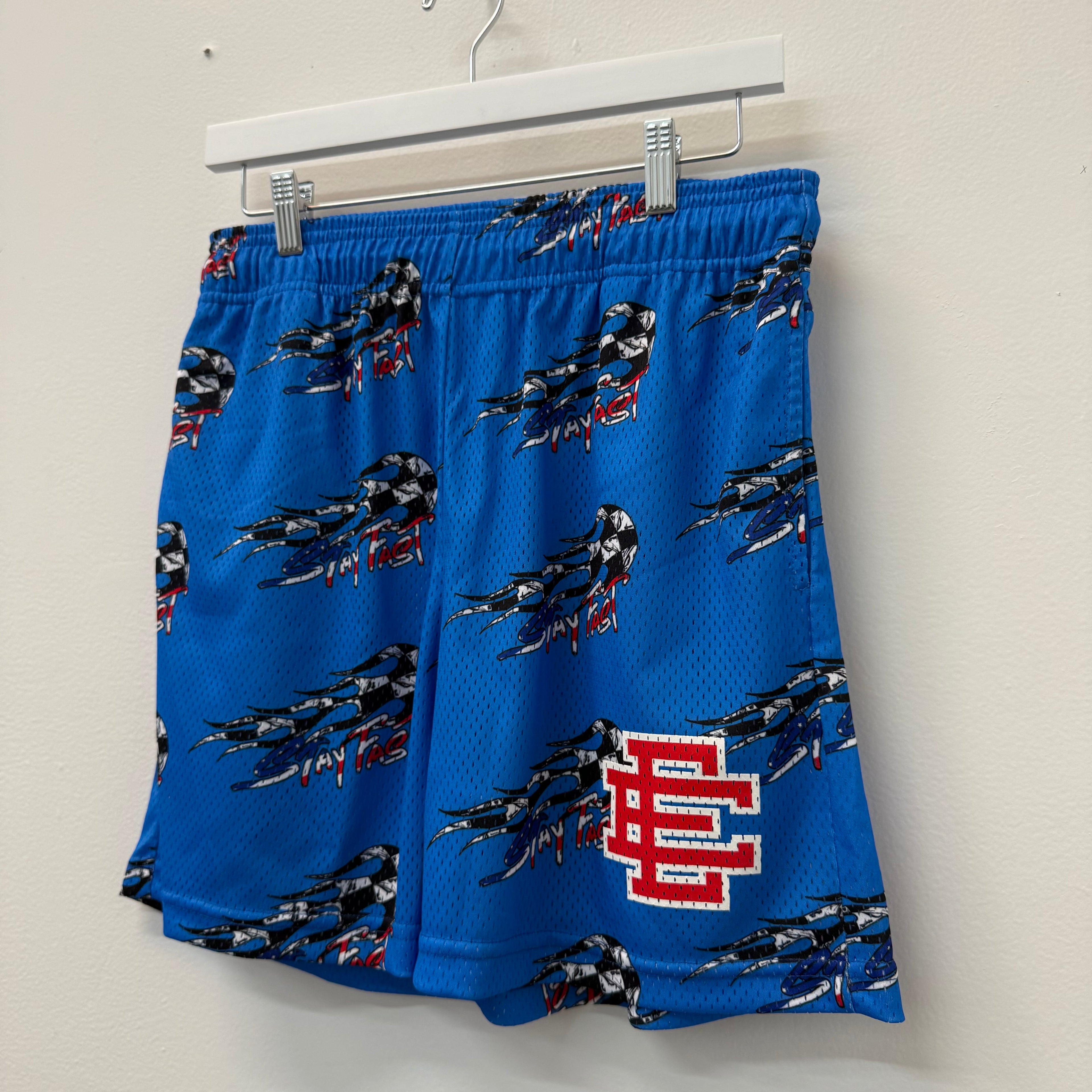 Eric Emanuel Matty Boy Blue Flames Mesh Shorts