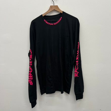 Chrome Hearts Black Pink Script Longsleeve T-Shirt - Size L