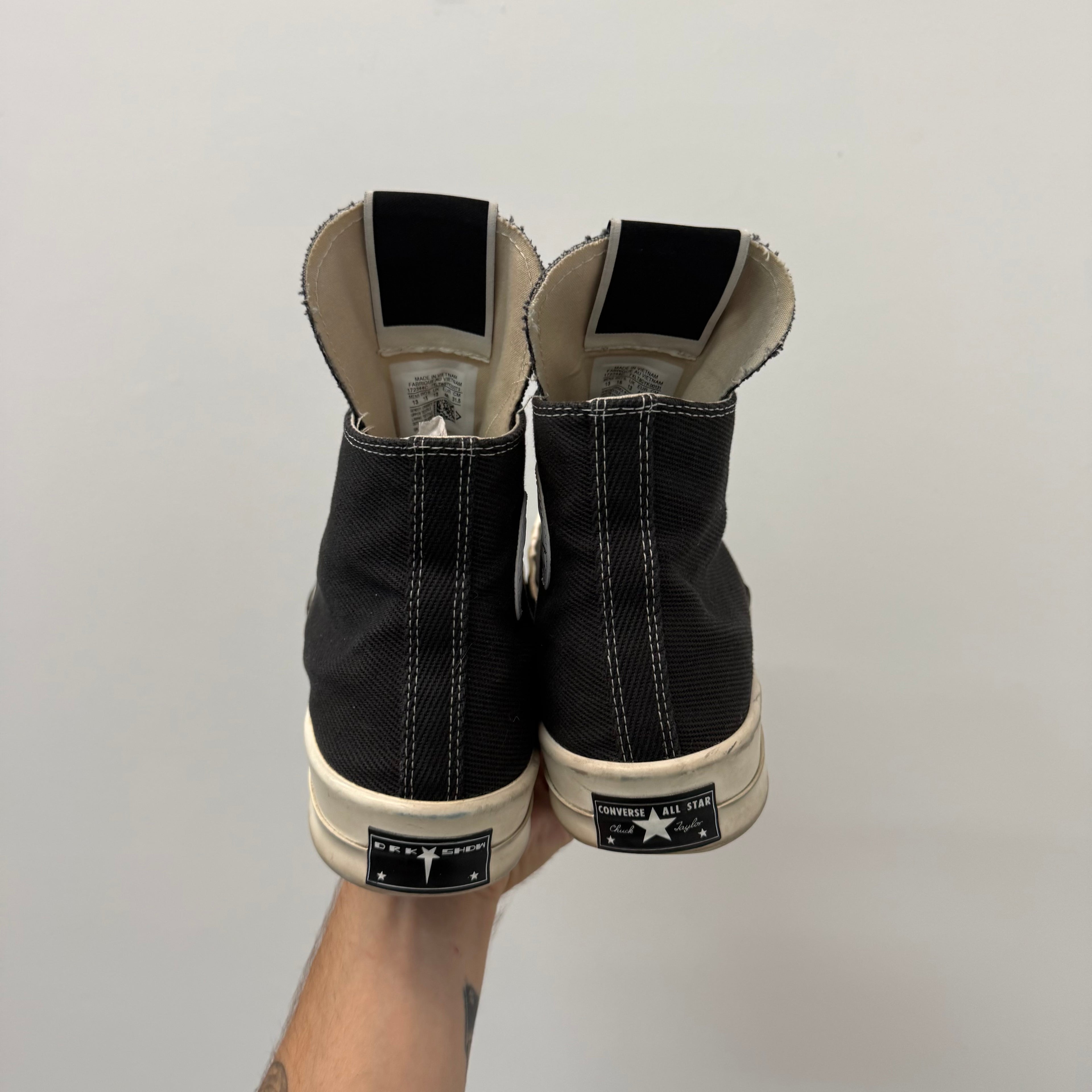 Rick Owens Converse Chuck Taylor Hi Black Sneakers - Size 13